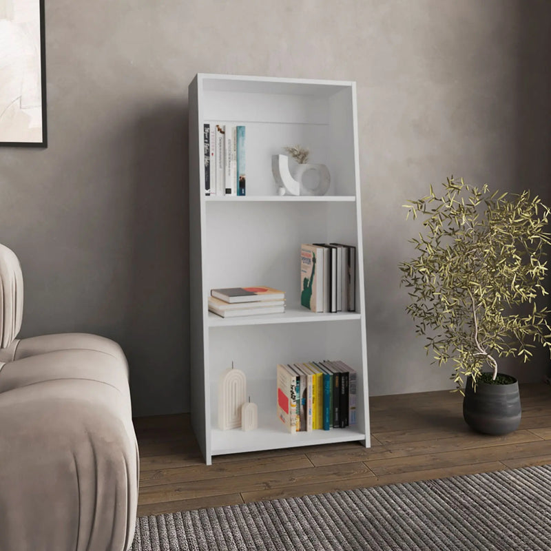 47" White Wood Three Tier Bookcase Homeroots Office