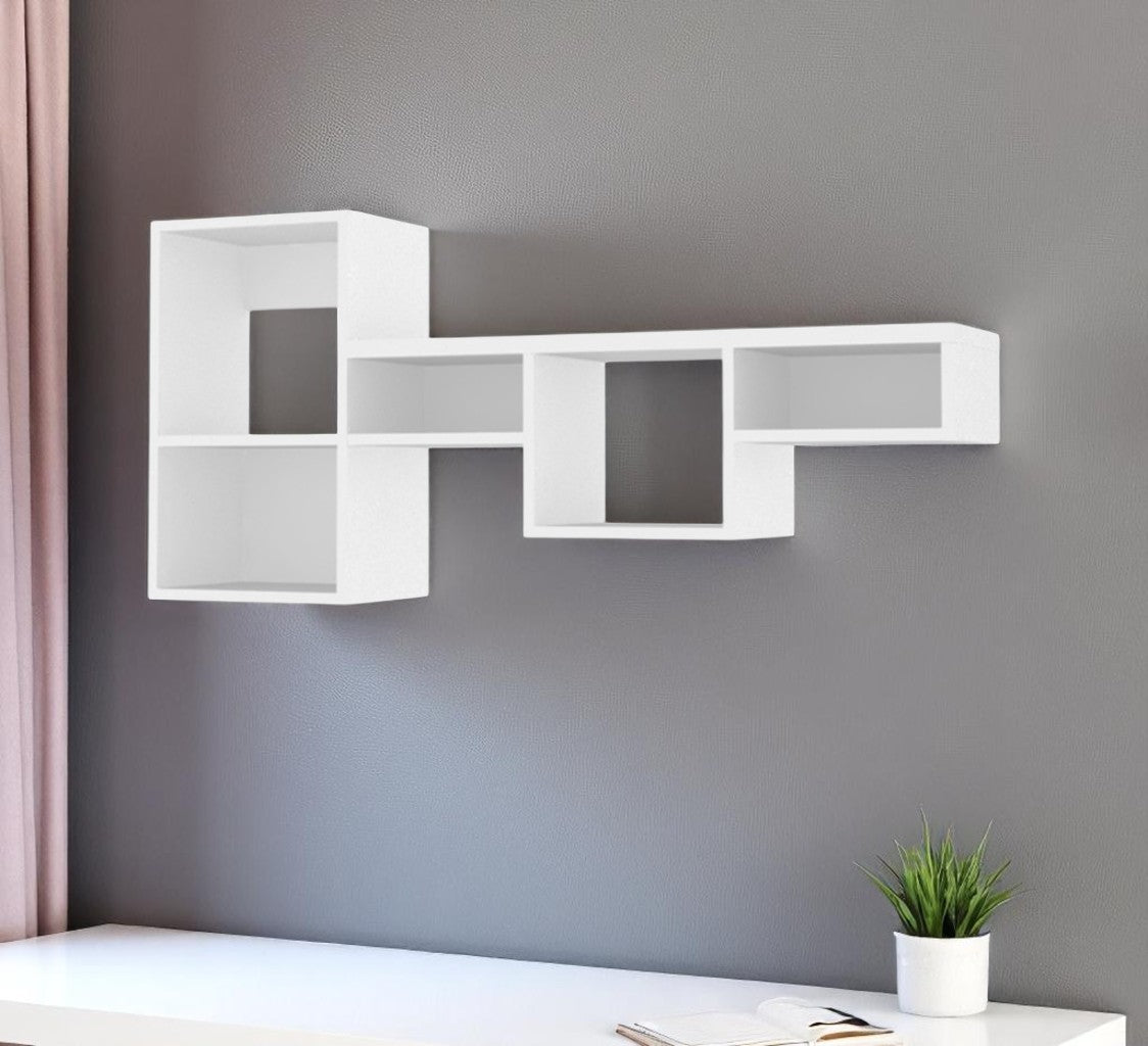47" White Wood Wall Mounted Cubby Shelf - GreatEagleInc