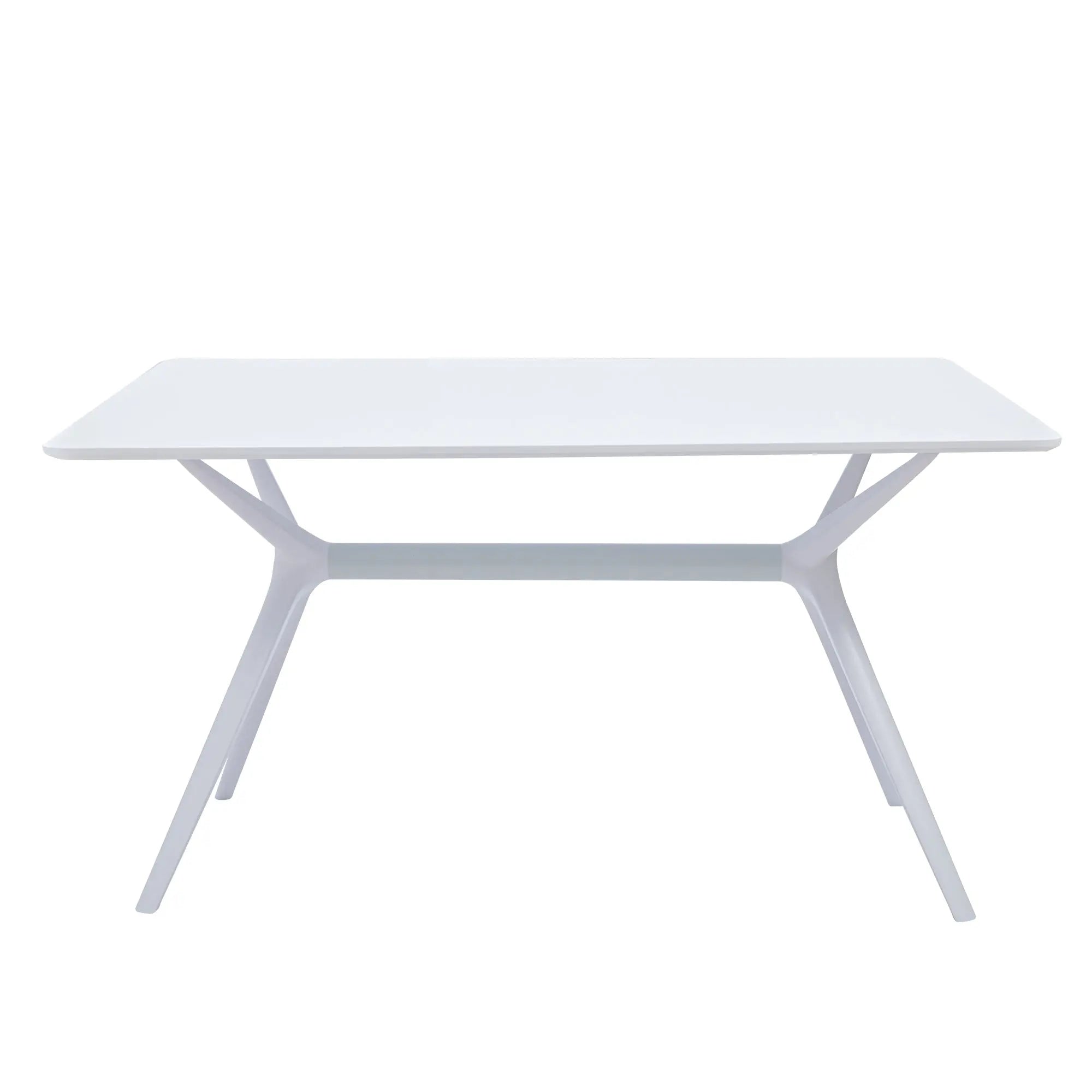 47" White Wood and Heavy Duty Plastic Trestle Base Dining Table Homeroots Kitchen & Dining