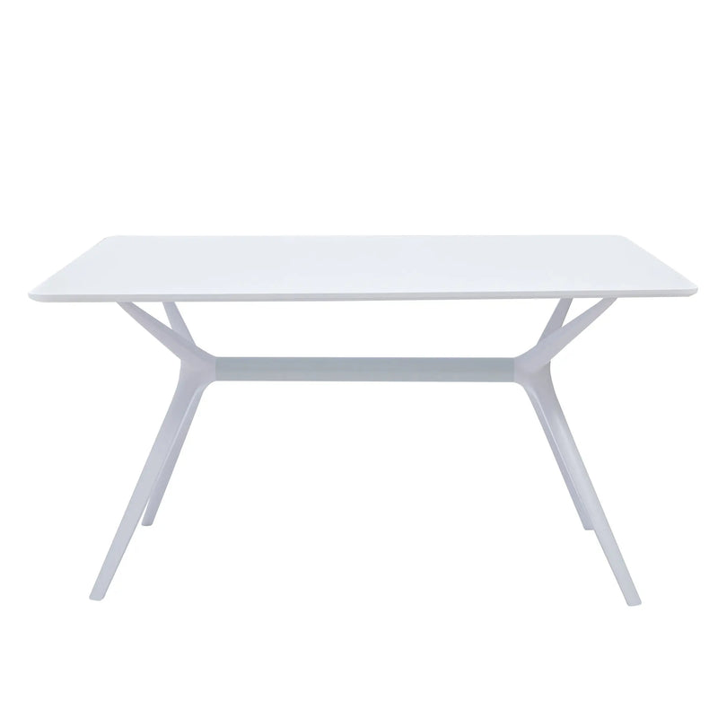 47" White Wood and Heavy Duty Plastic Trestle Base Dining Table Homeroots Kitchen & Dining