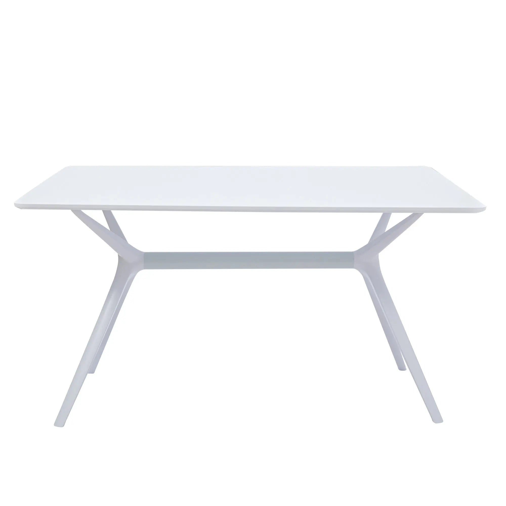 47" White Wood and Heavy Duty Plastic Trestle Base Dining Table Homeroots Kitchen & Dining