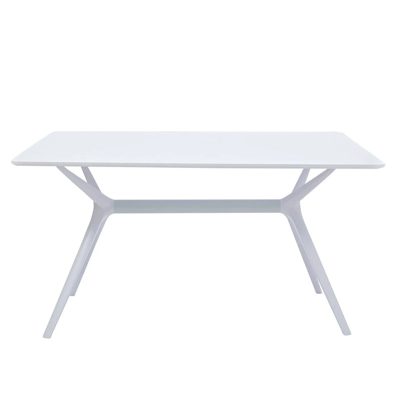 47" White Wood and Heavy Duty Plastic Trestle Base Dining Table Homeroots Kitchen & Dining
