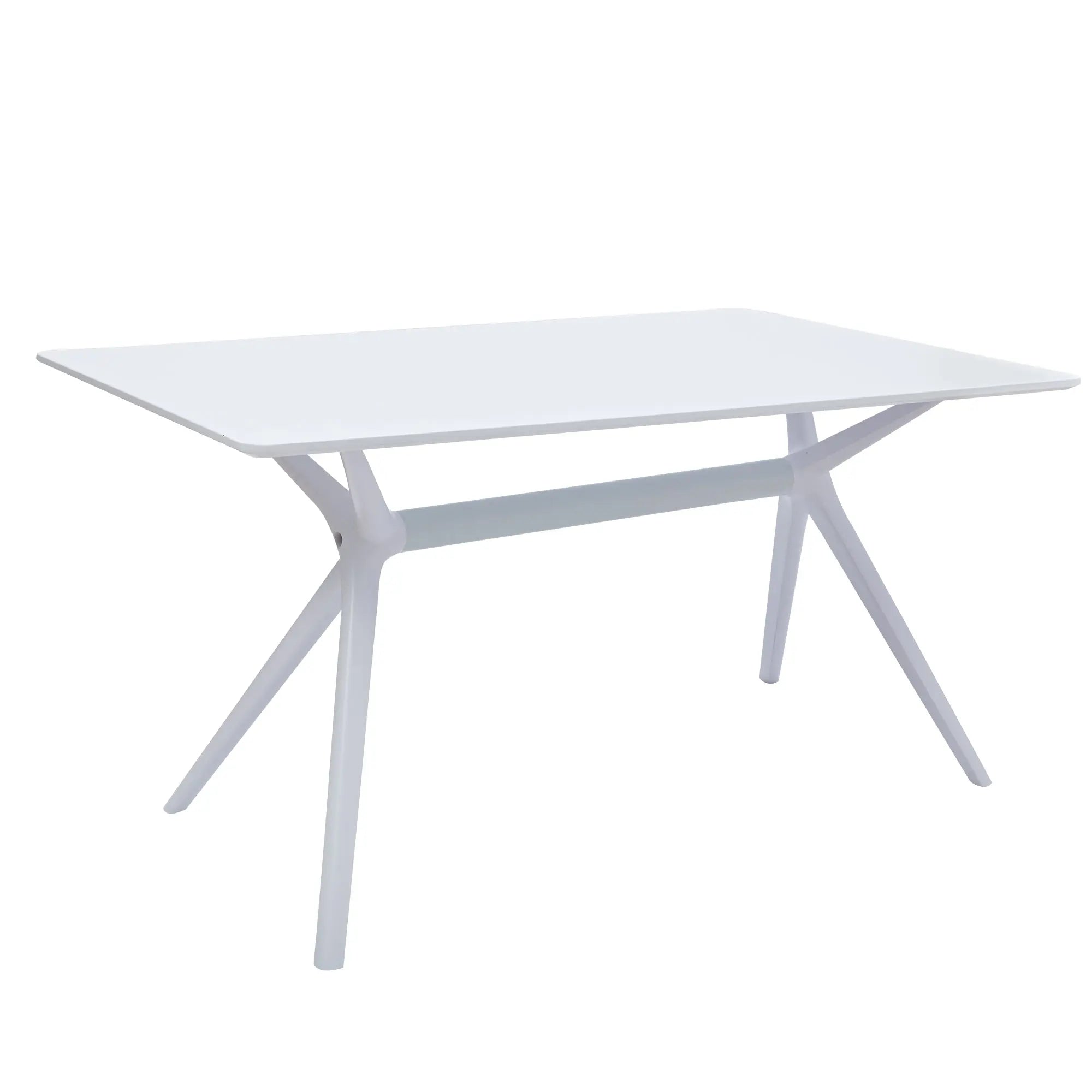 47" White Wood and Heavy Duty Plastic Trestle Base Dining Table Homeroots Kitchen & Dining
