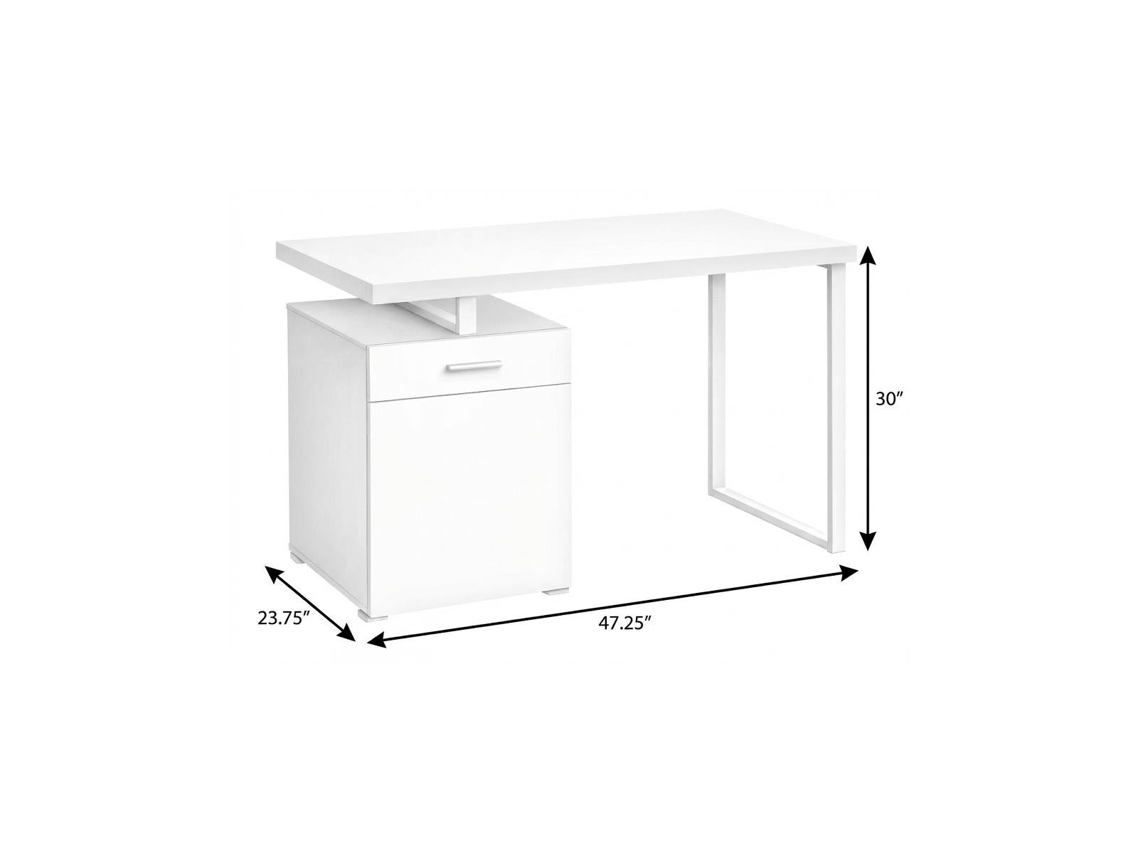 47" White Wood and Metal Sled Computer Desk Homeroots Office