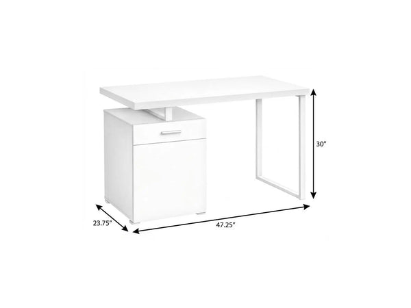 47" White Wood and Metal Sled Computer Desk Homeroots Office