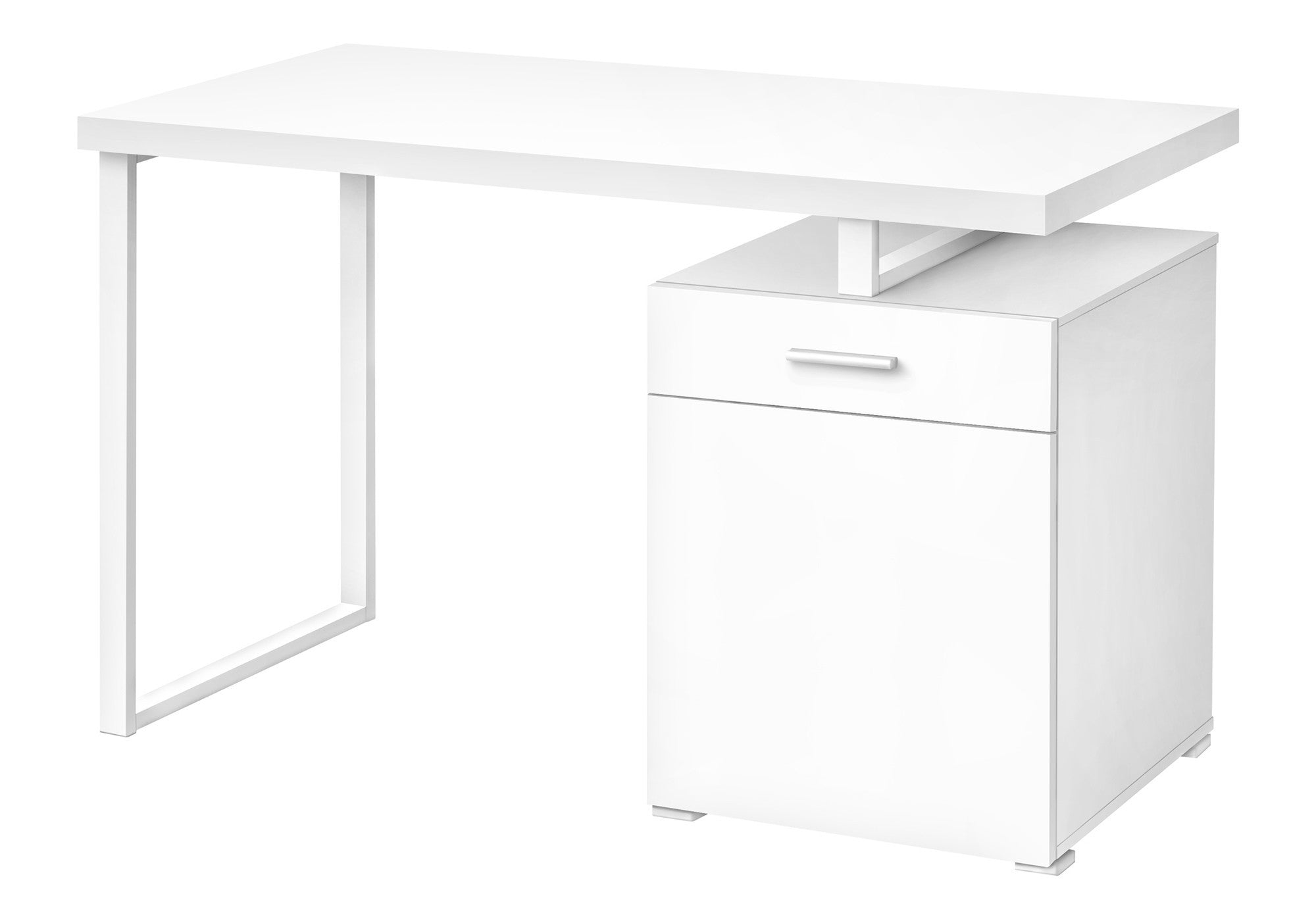 47" White Wood and Metal Sled Computer Desk Homeroots Office