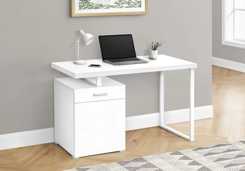 47" White Wood and Metal Sled Computer Desk Homeroots Office