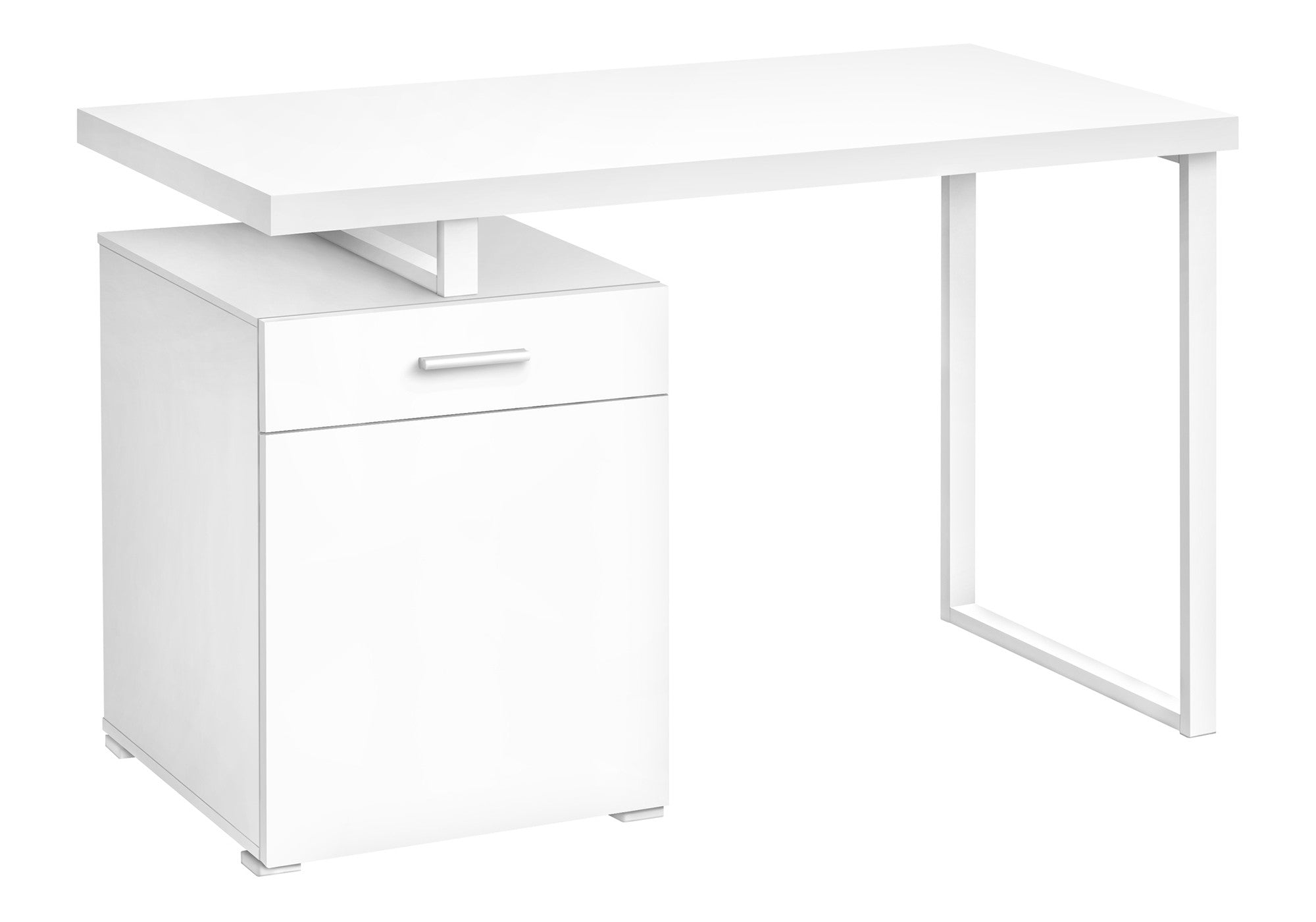 47" White Wood and Metal Sled Computer Desk Homeroots Office