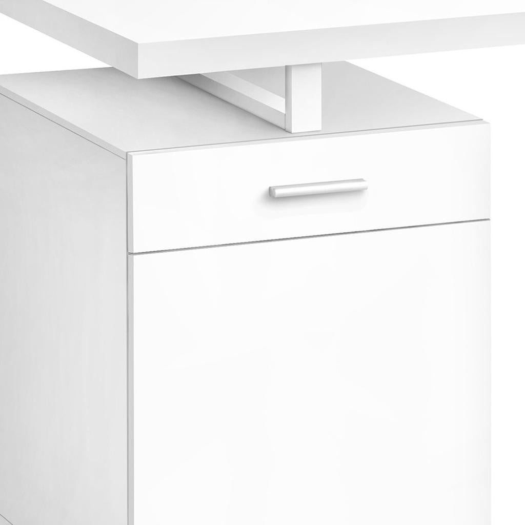 47" White Wood and Metal Sled Computer Desk Homeroots Office