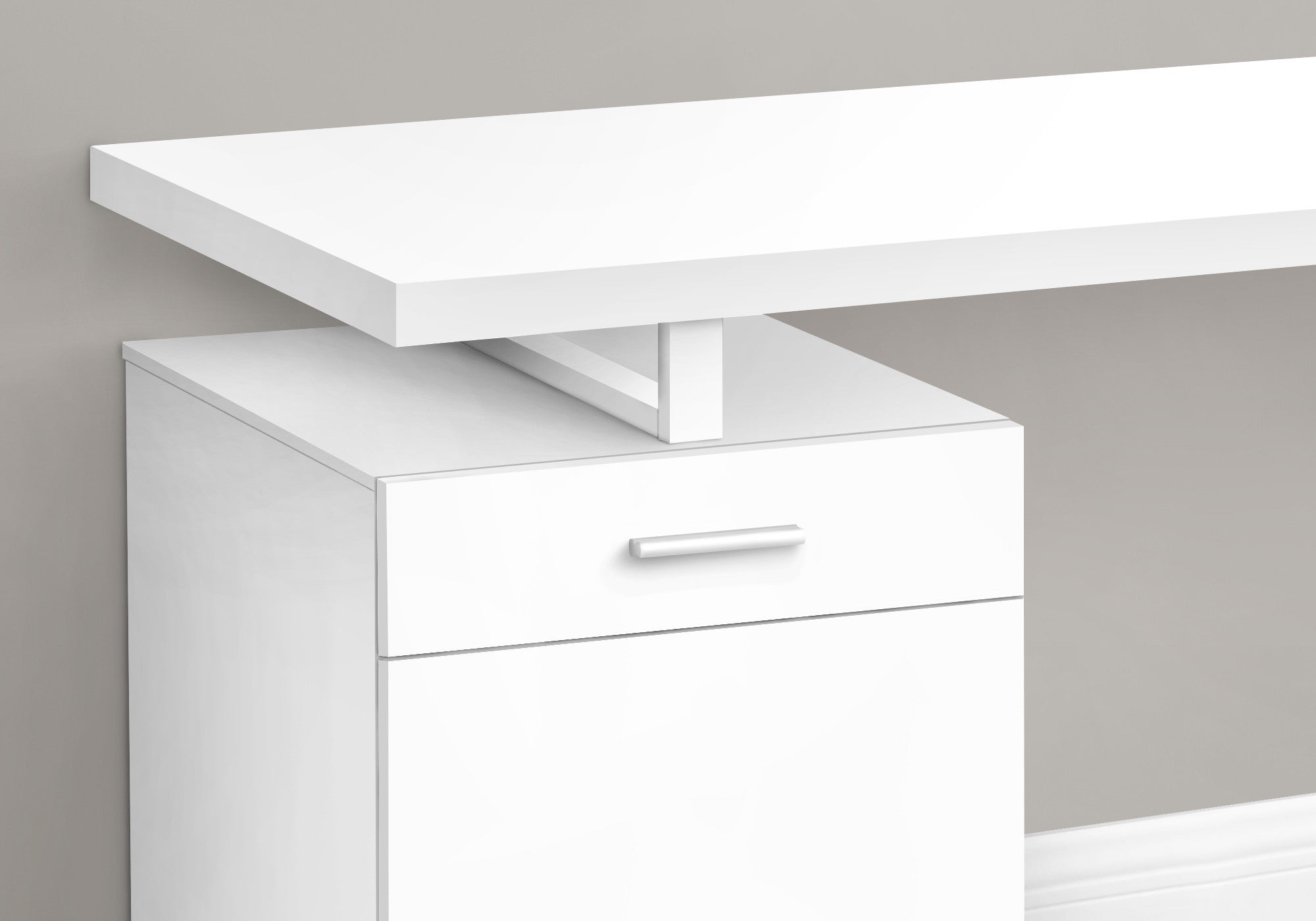 47" White Wood and Metal Sled Computer Desk Homeroots Office