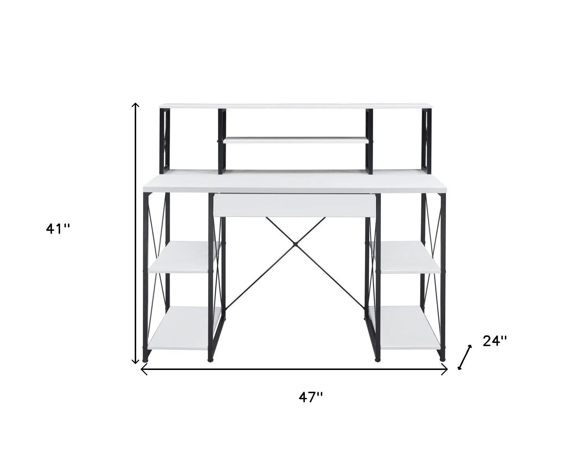 47" White and Black Computer Desk Homeroots Office