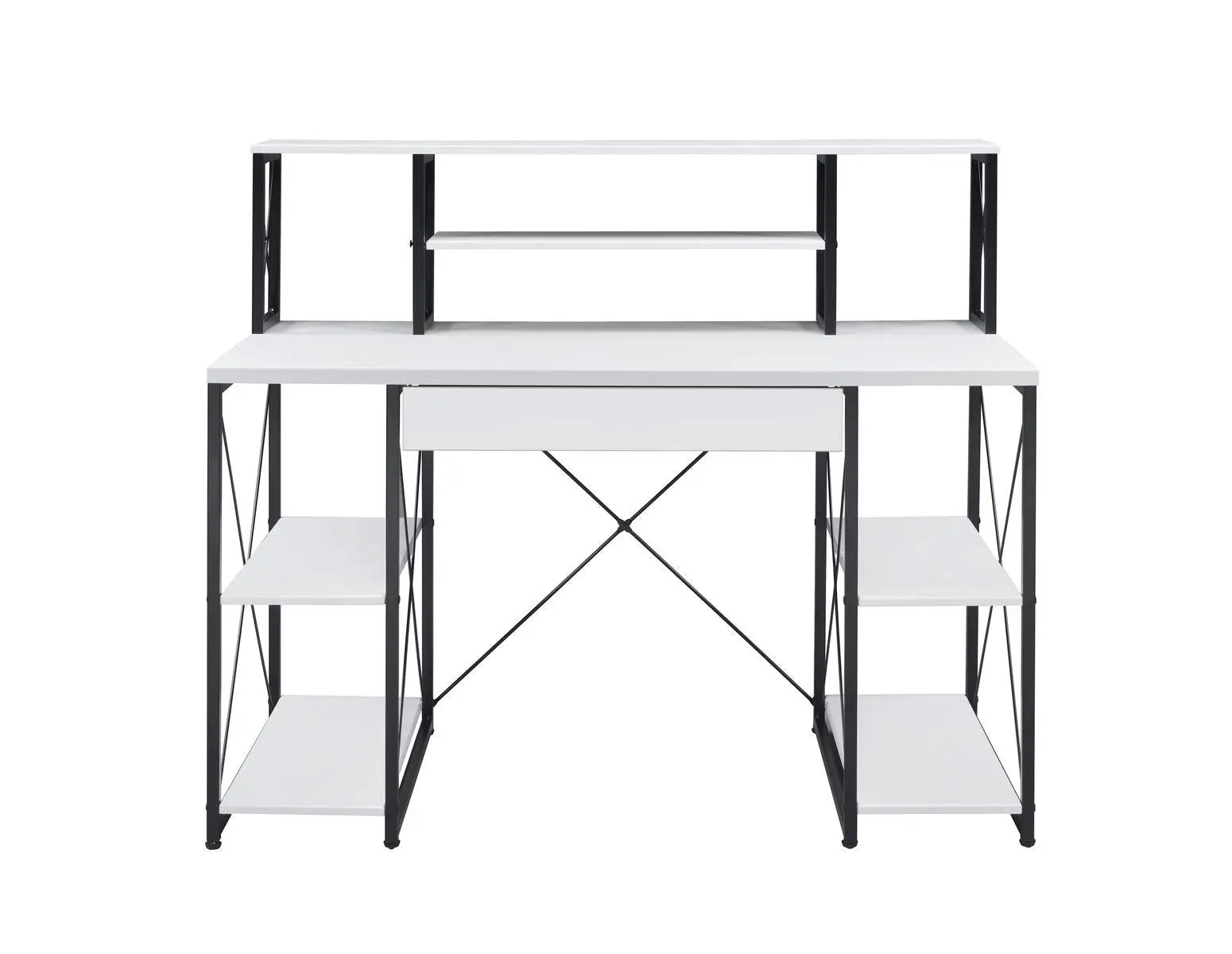 47" White and Black Computer Desk Homeroots Office