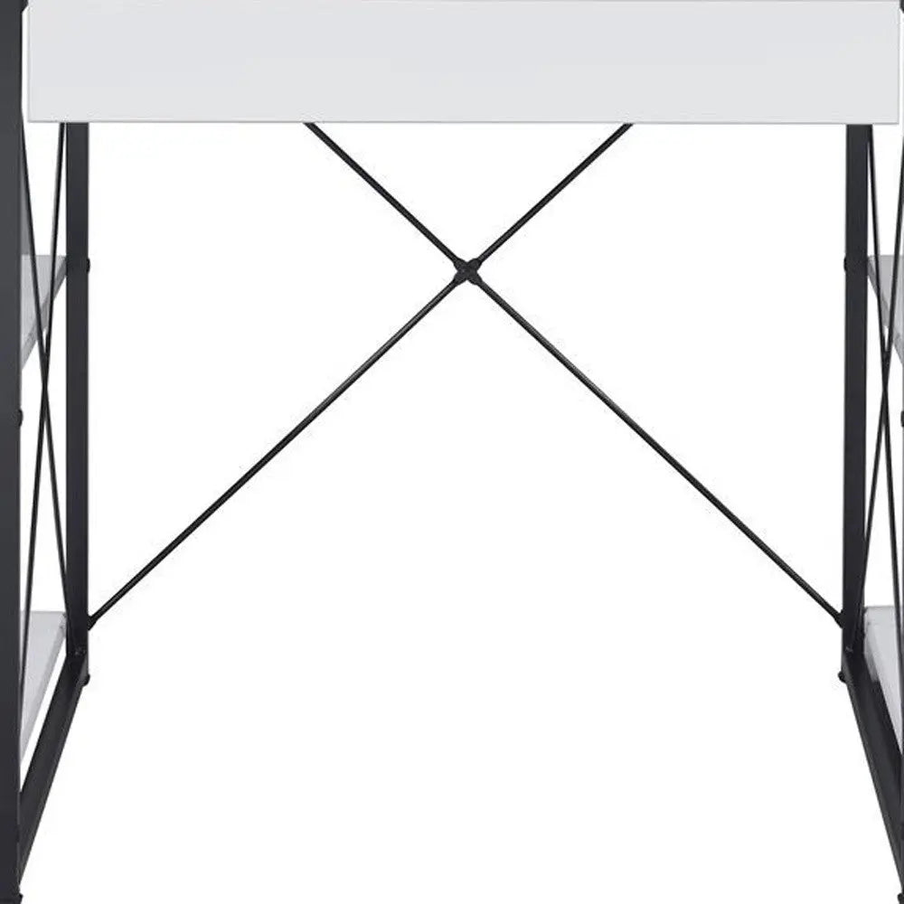 47" White and Black Computer Desk Homeroots Office