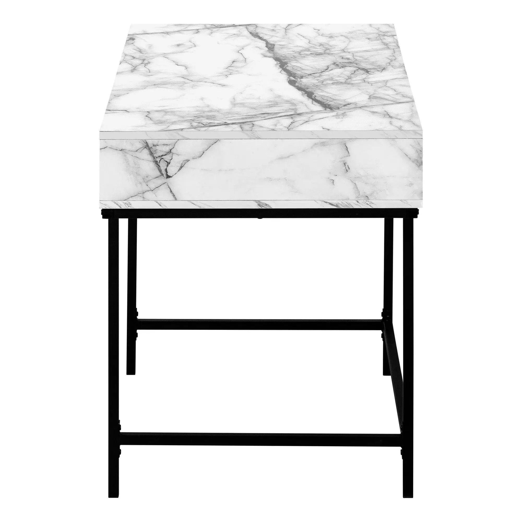 47" White and Black Wood and Metal H-Shape Computer Desk With Two Drawers Homeroots Office
