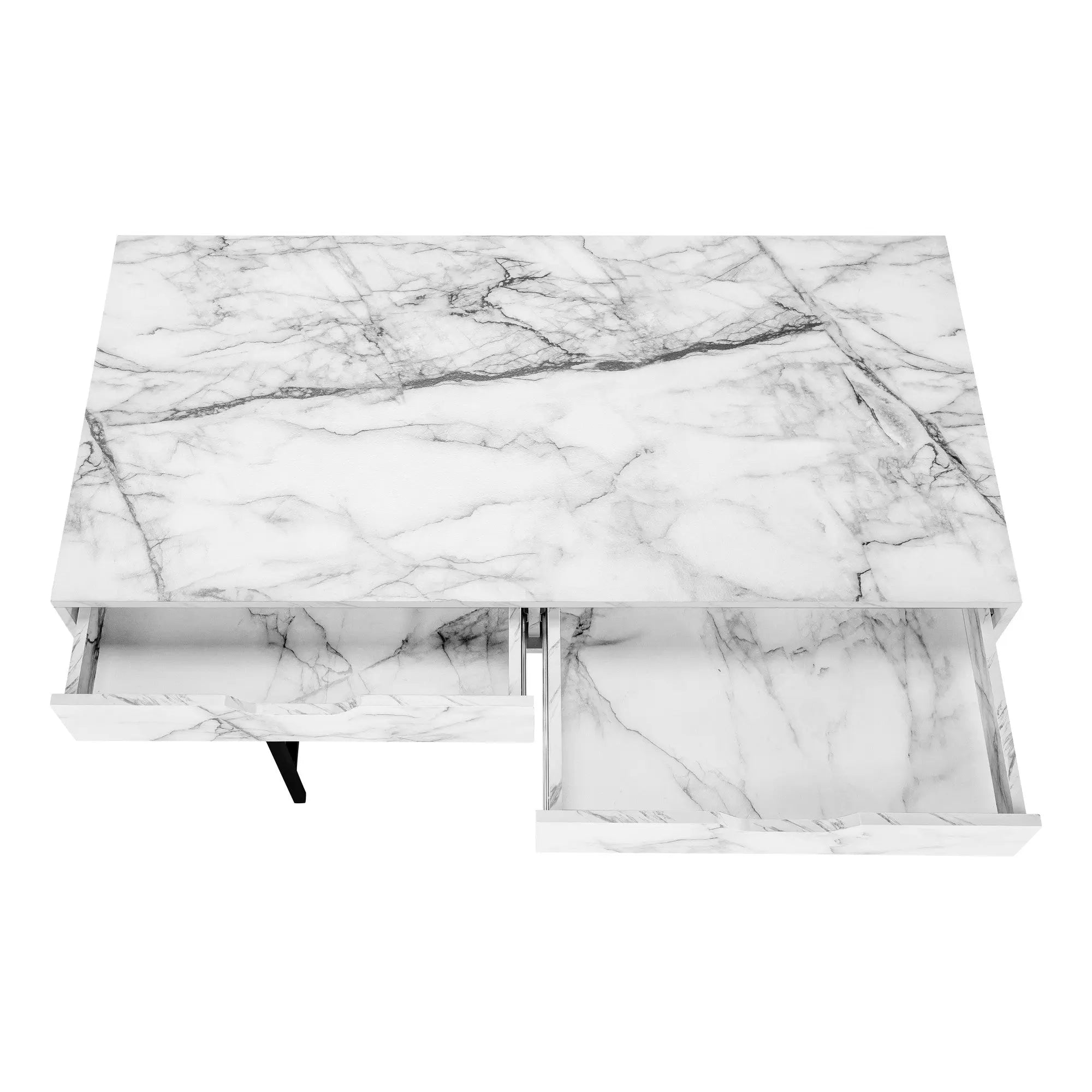 47" White and Black Wood and Metal H-Shape Computer Desk With Two Drawers Homeroots Office