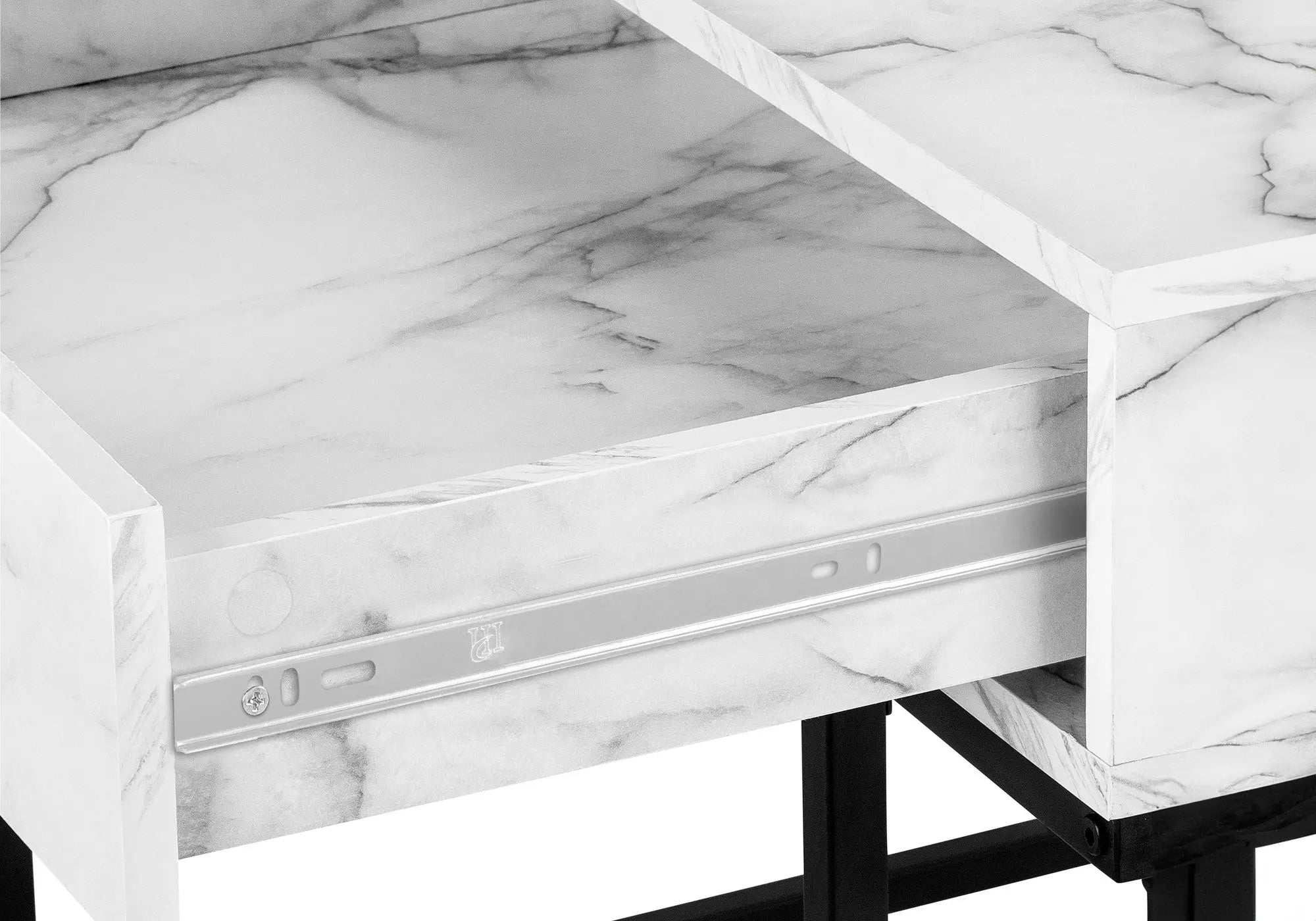 47" White and Black Wood and Metal H-Shape Computer Desk With Two Drawers Homeroots Office