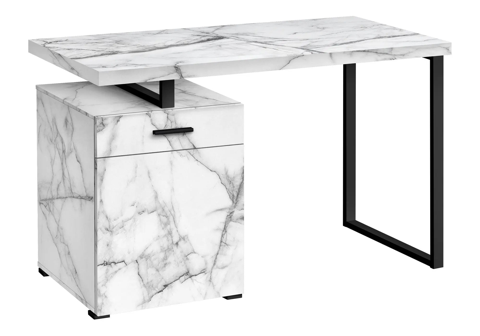 47" White and Black Wood and Metal Sled Computer Desk Homeroots Office