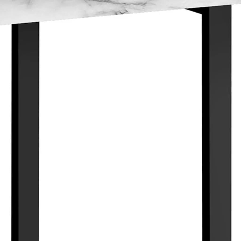 47" White and Black Wood and Metal Sled Computer Desk Homeroots Office