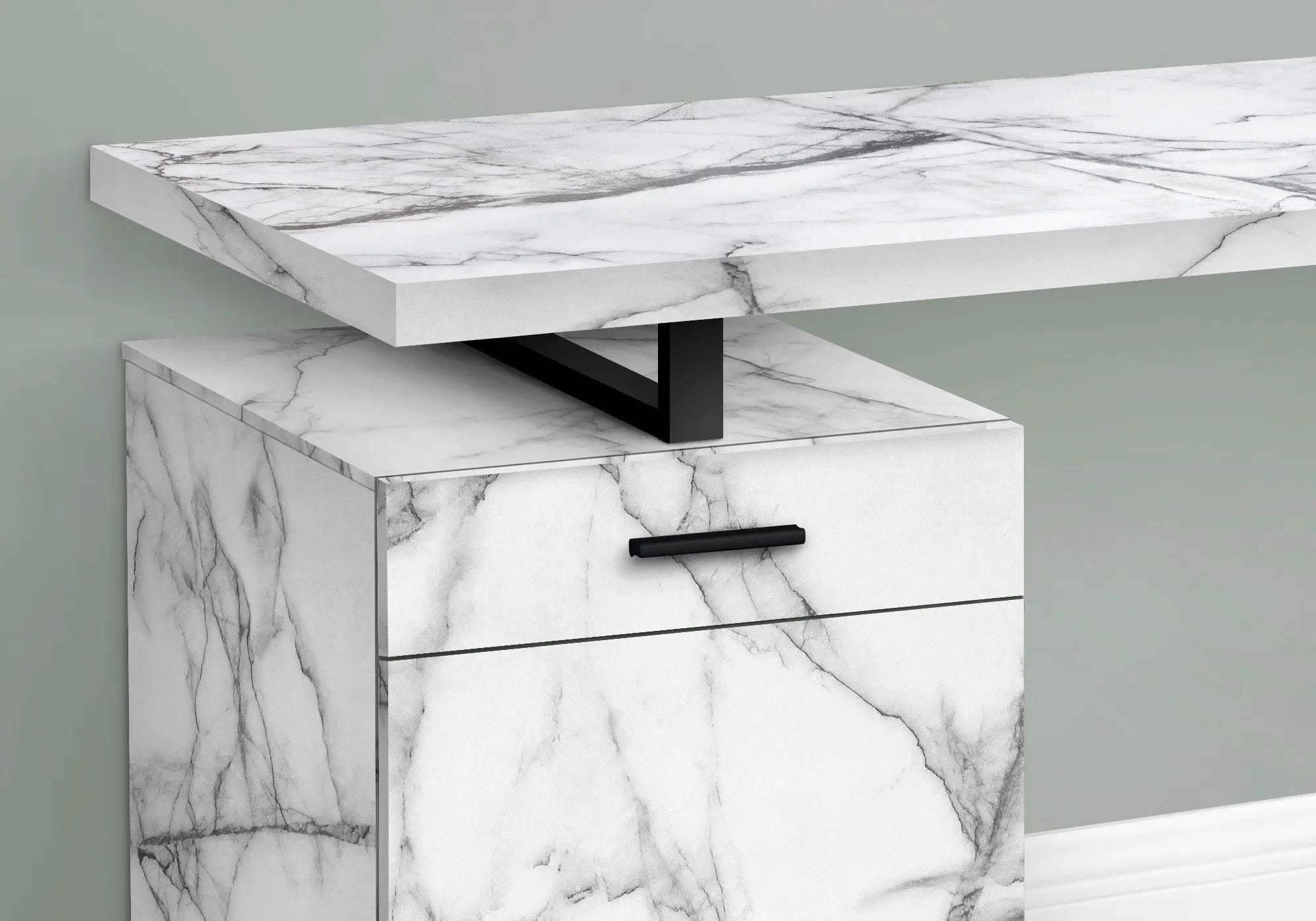 47" White and Black Wood and Metal Sled Computer Desk Homeroots Office