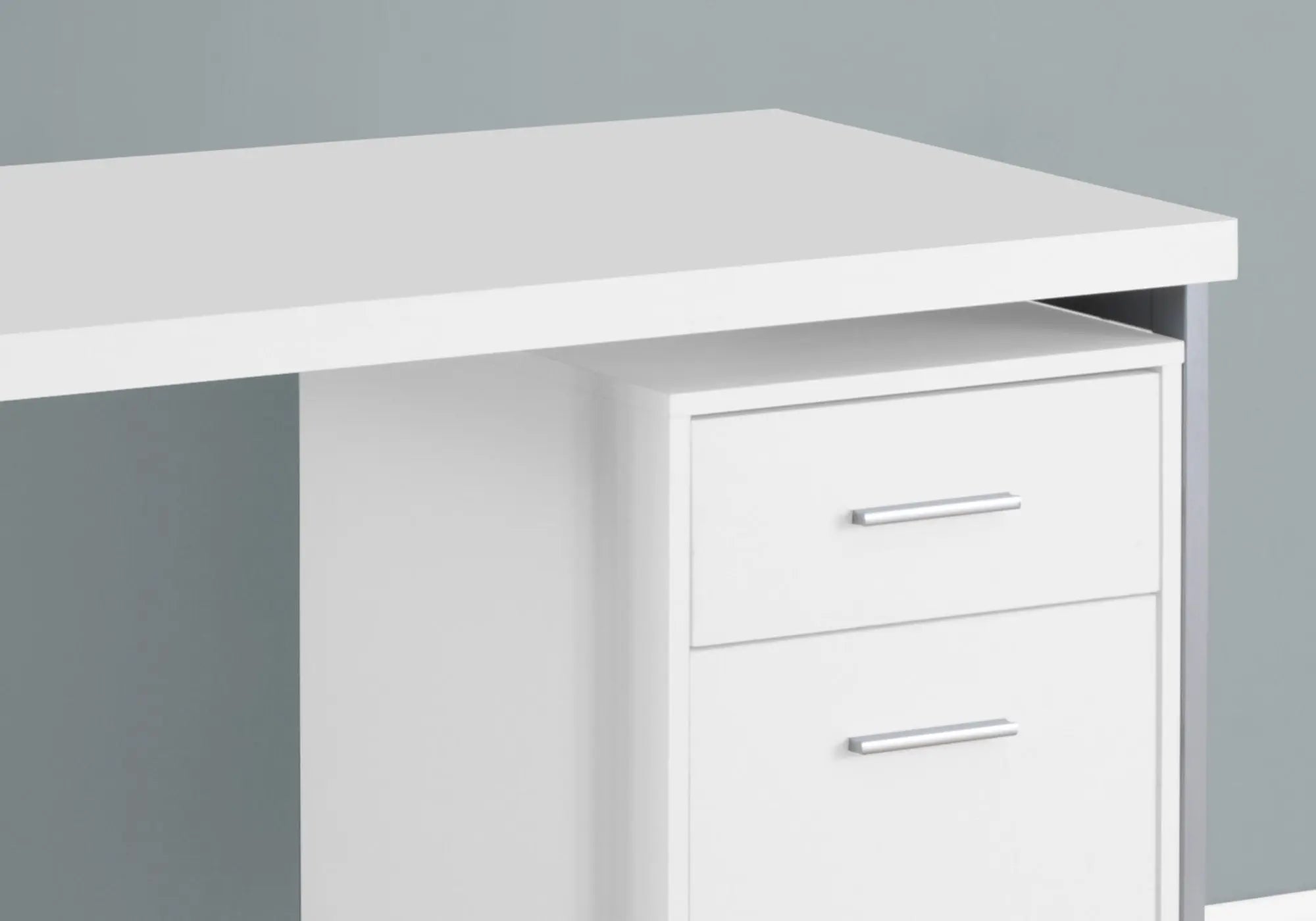 24" White and Silver Computer Desk With Two Drawers - GreatEagleInc