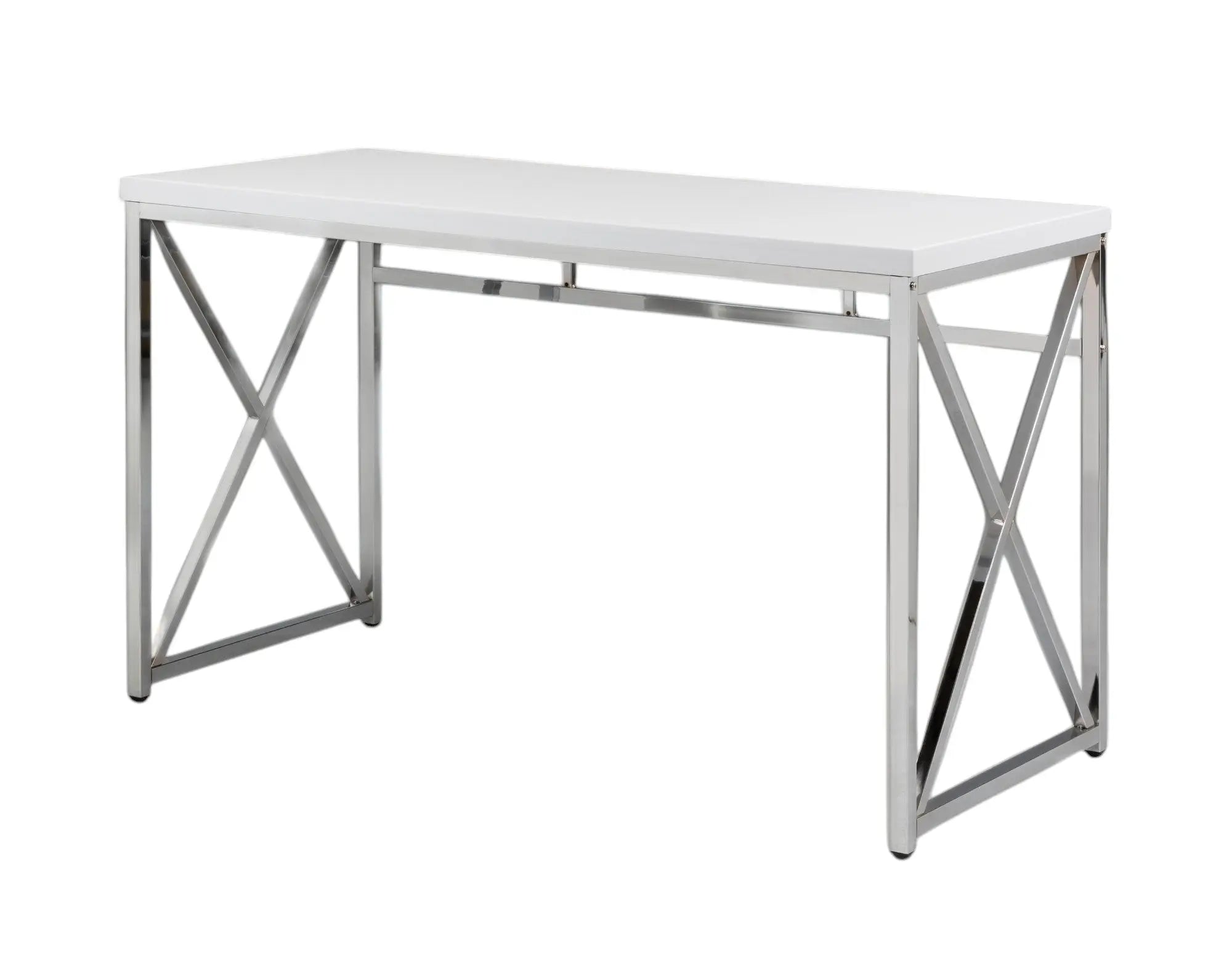 47" White and Silver Wood and Metal Computer Desk Homeroots Office