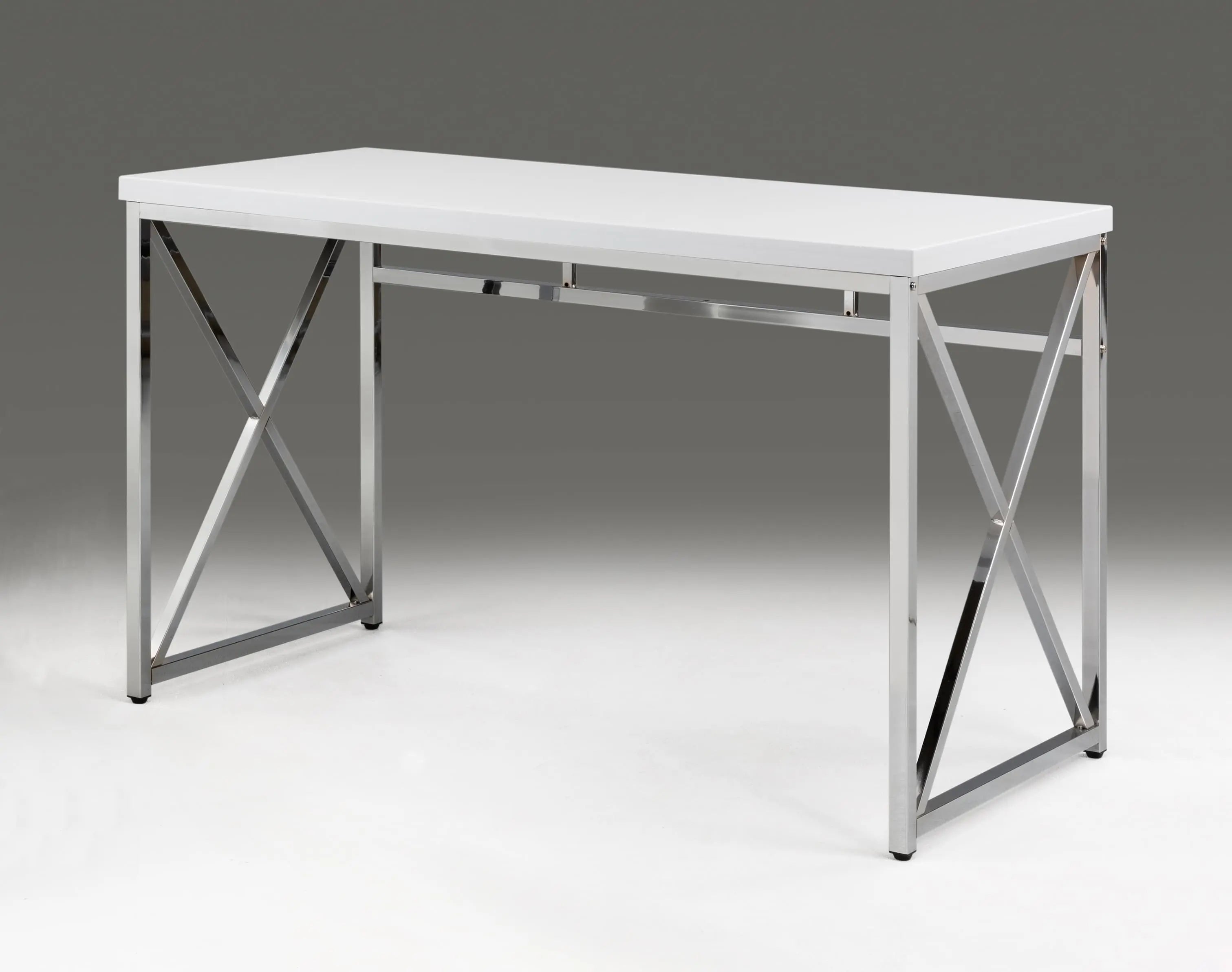 47" White and Silver Wood and Metal Computer Desk Homeroots Office