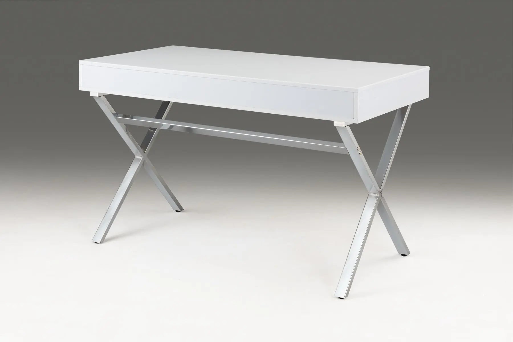 47" White and Silver Wood and Metal Computer Desk With Two Drawers Homeroots Office