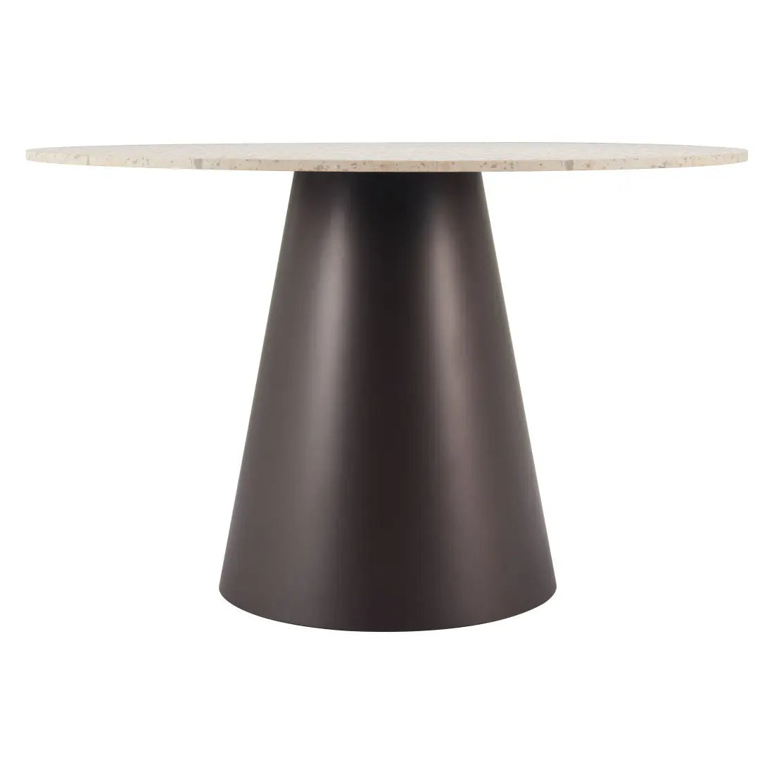 48" Beige and Black Wood and Steel Faux Terrazzo Round Top Dining Table Homeroots Kitchen & Dining