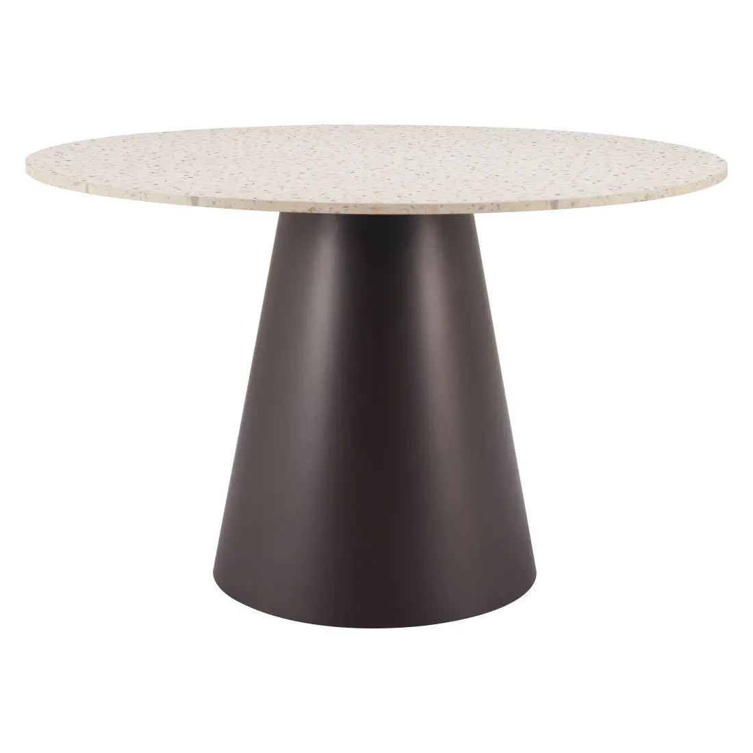 48" Beige and Black Wood and Steel Faux Terrazzo Round Top Dining Table Homeroots Kitchen & Dining