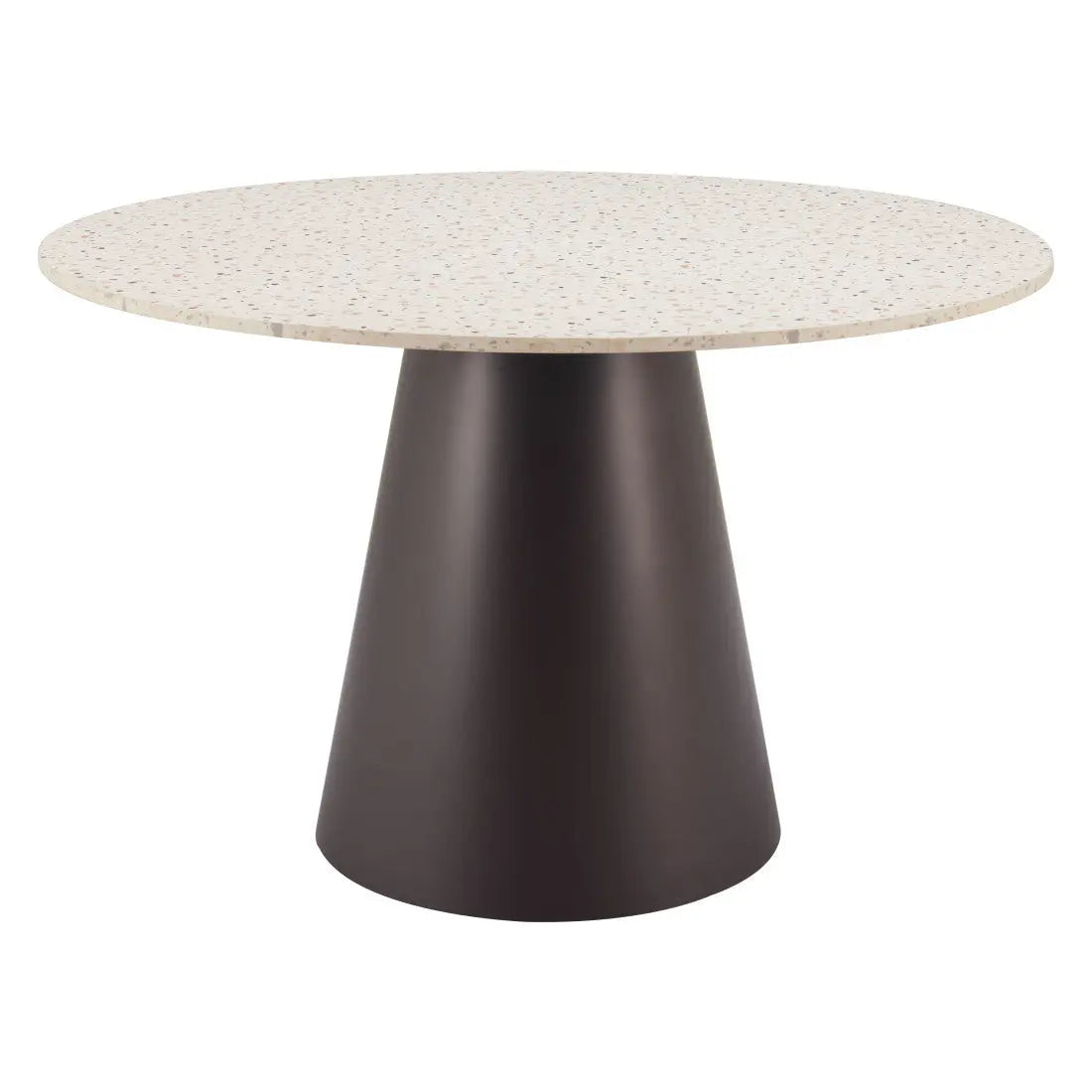 48" Beige and Black Wood and Steel Faux Terrazzo Round Top Dining Table Homeroots Kitchen & Dining
