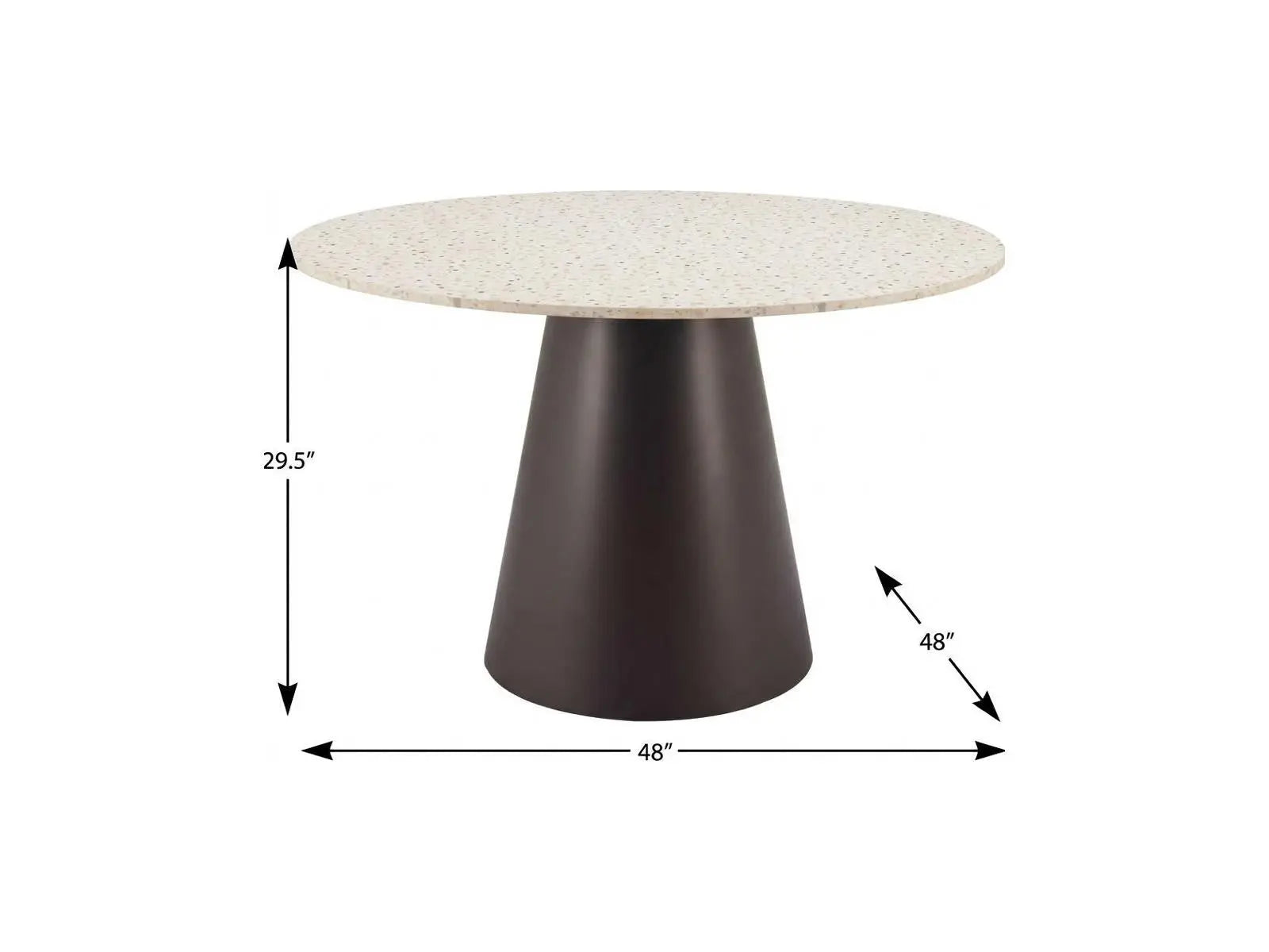 48" Beige and Black Wood and Steel Faux Terrazzo Round Top Dining Table Homeroots Kitchen & Dining