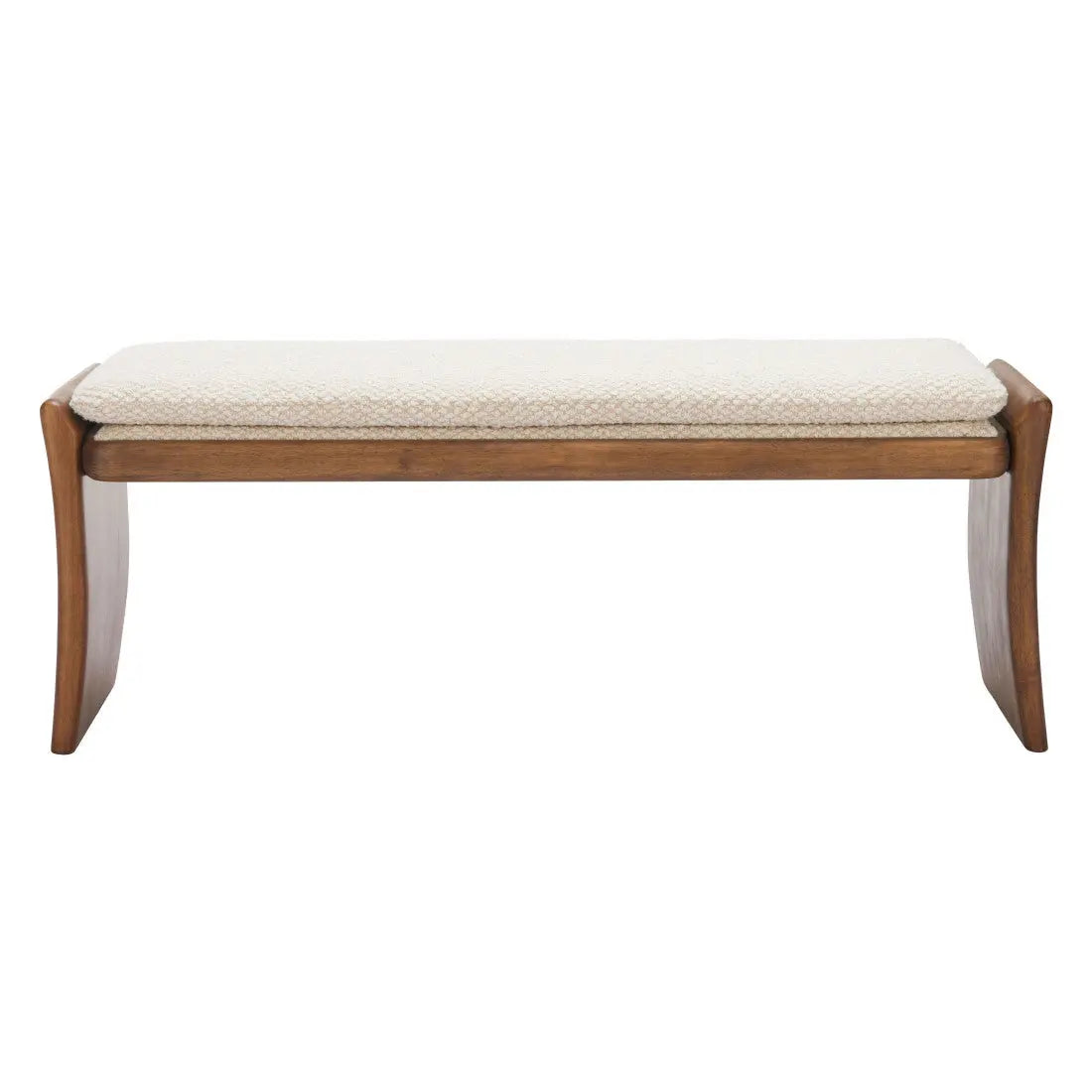 48" Beige and Brown Fabric and Solid Wood Upholstered Bench Homeroots Living Room