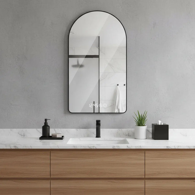 48" Black Aluminum Arch Lighted Framed Bathroom Vanity Mirror Homeroots Bed & Bath