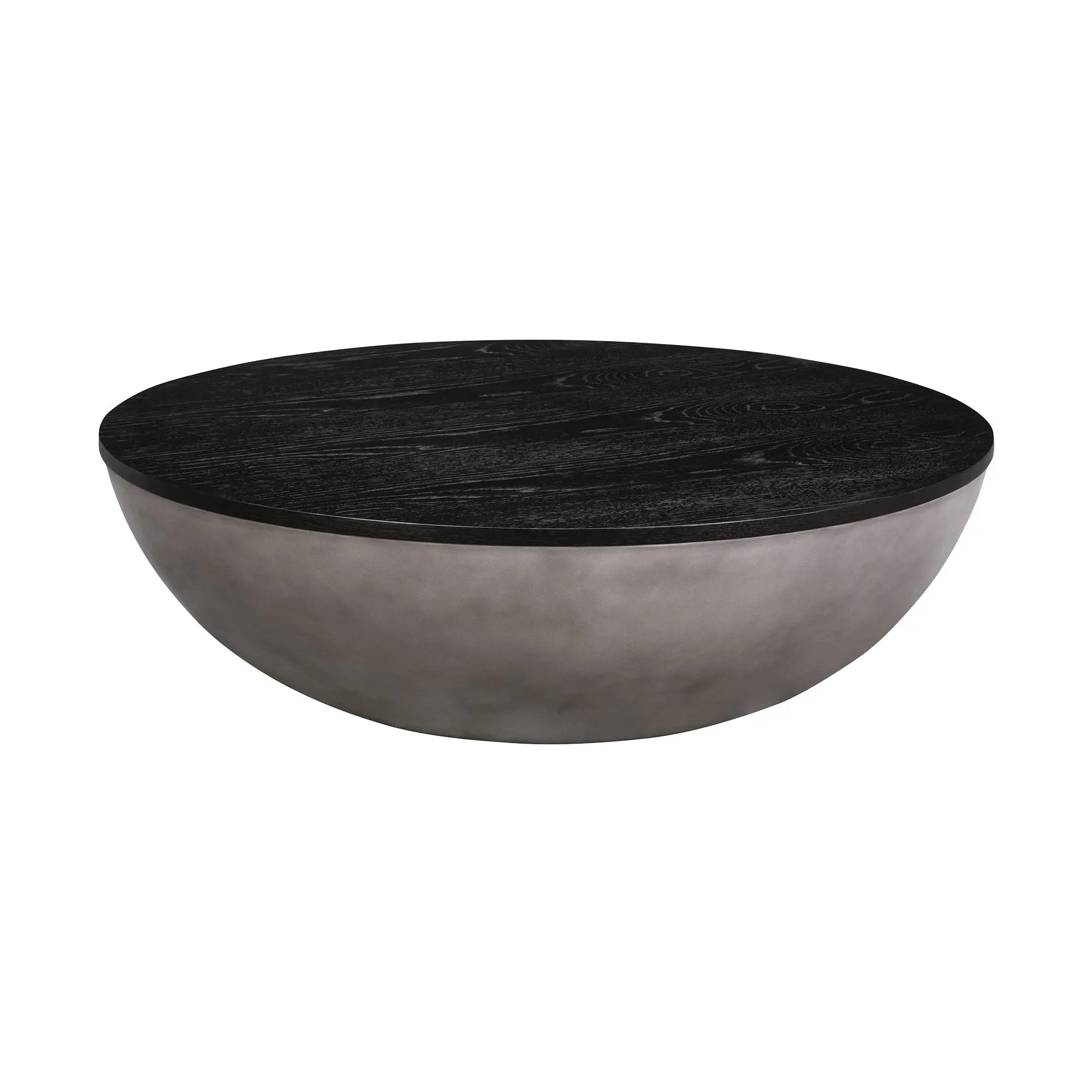 48" Black And Gray Solid Wood And Concrete Round Coffee Table Homeroots Living Room