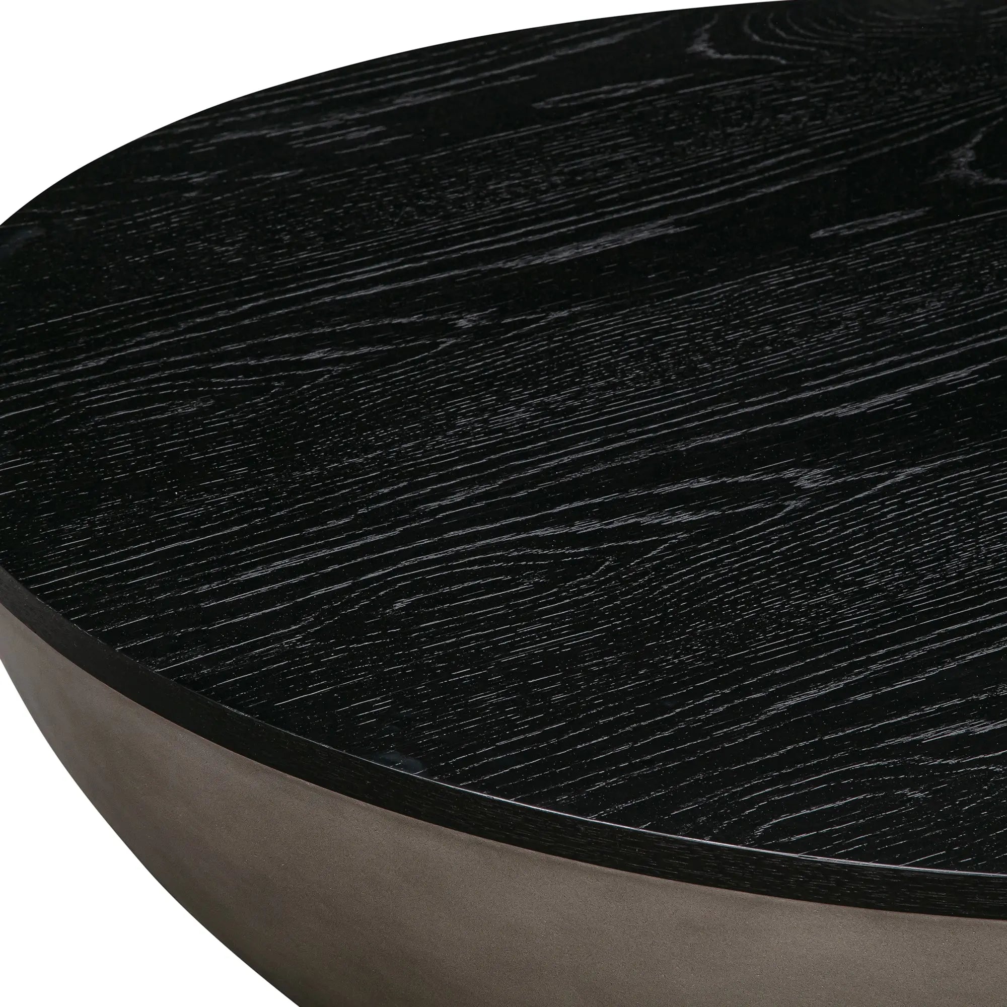 48" Black And Gray Solid Wood And Concrete Round Coffee Table Homeroots Living Room