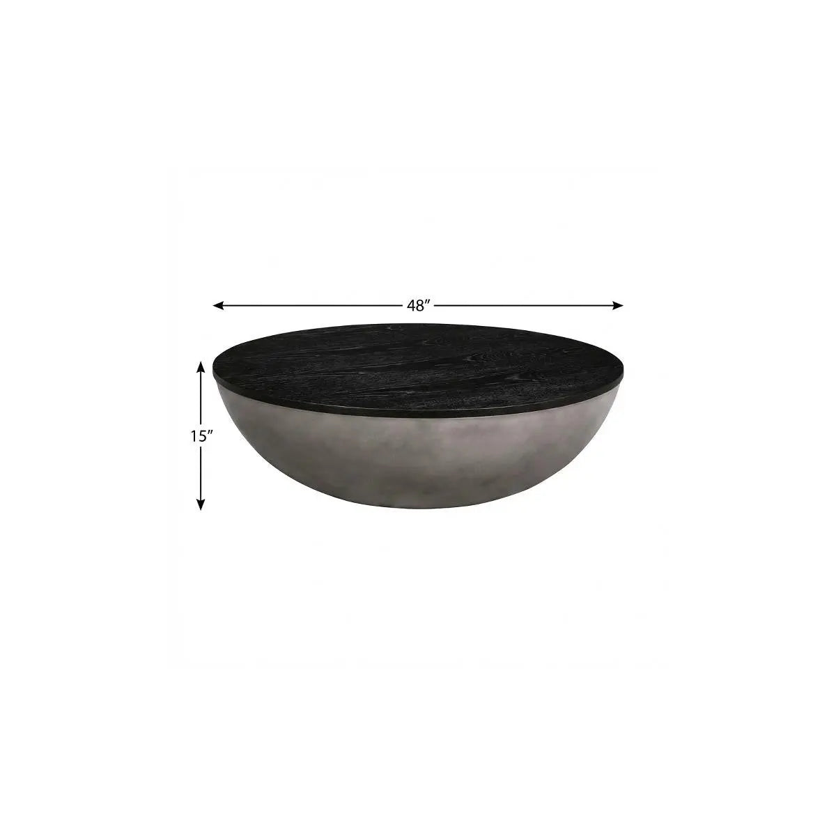 48" Black And Gray Solid Wood And Concrete Round Coffee Table Homeroots Living Room