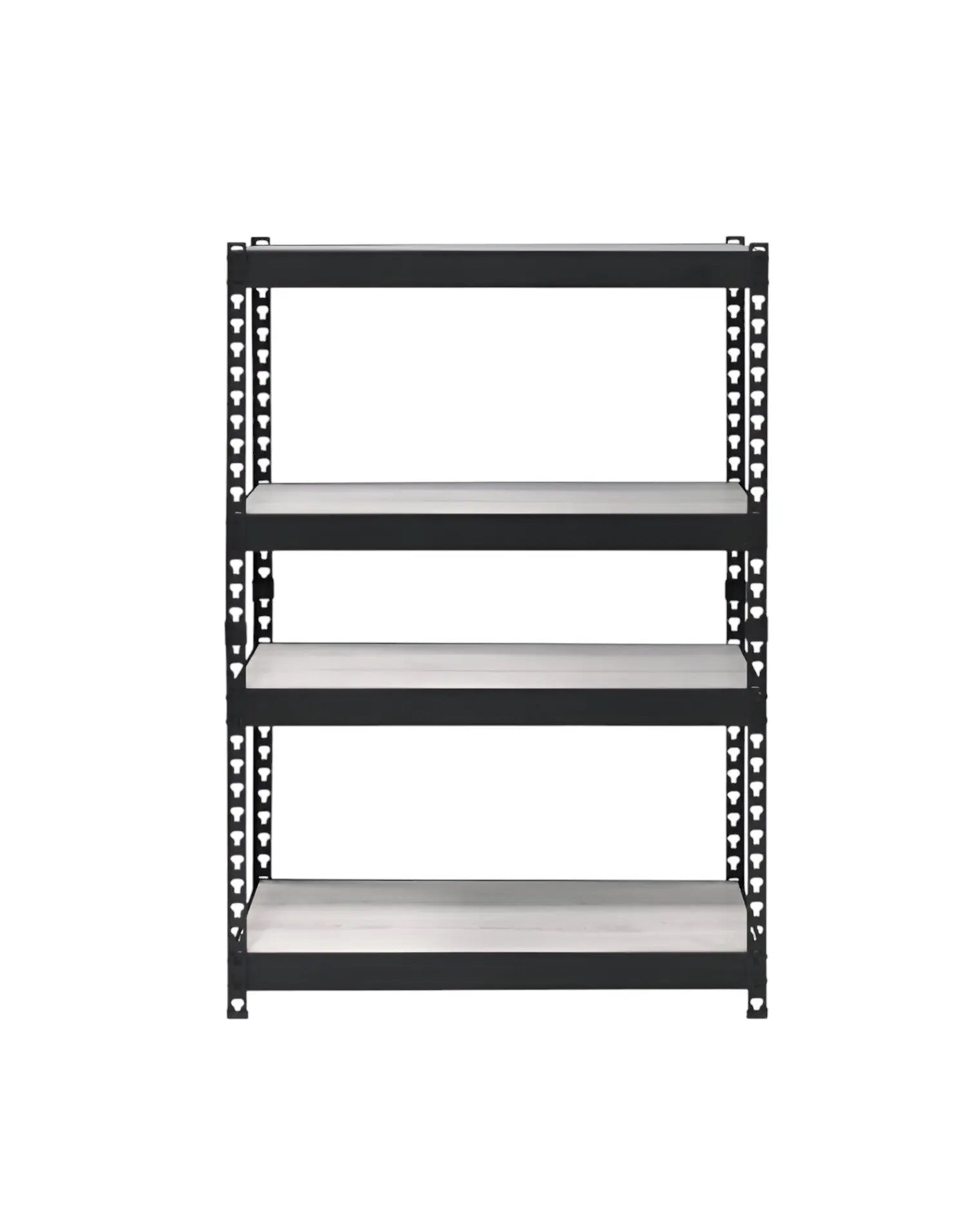 48" Black And Natural Metal and Wood Adjustable Four Tier Bookcase Homeroots Office