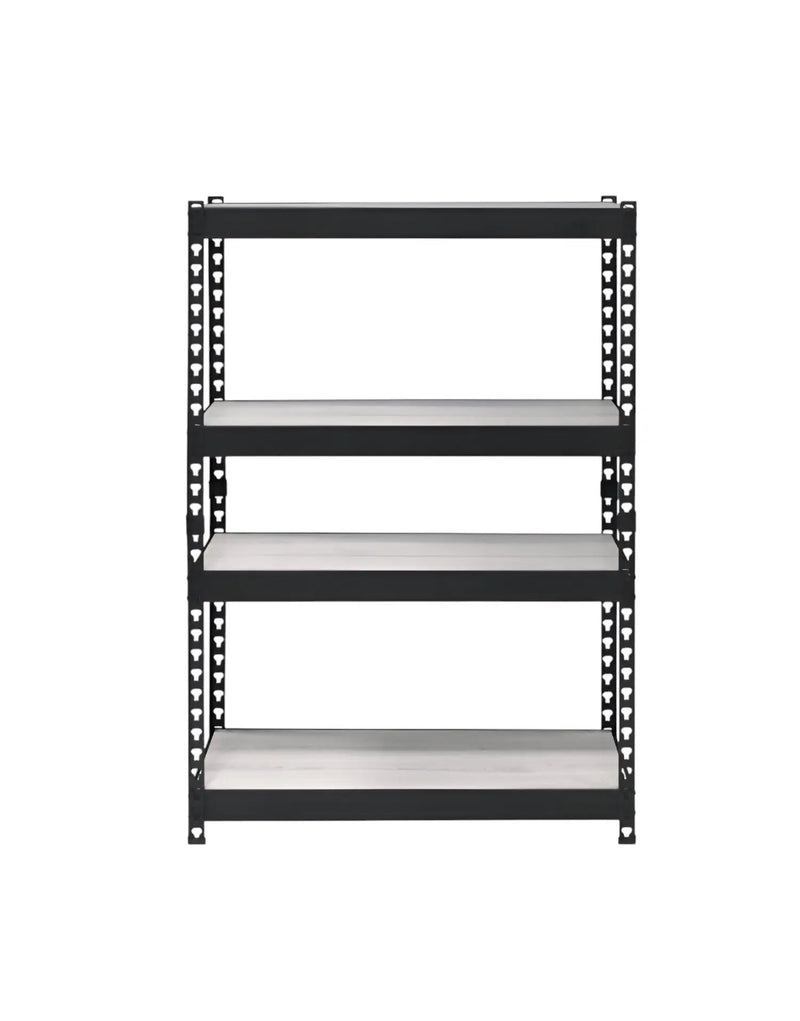 48" Black And Natural Metal and Wood Adjustable Four Tier Bookcase Homeroots Office