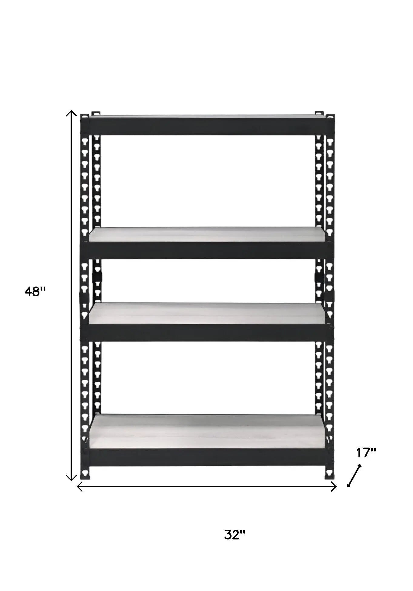 48" Black And Natural Metal and Wood Adjustable Four Tier Bookcase Homeroots Office