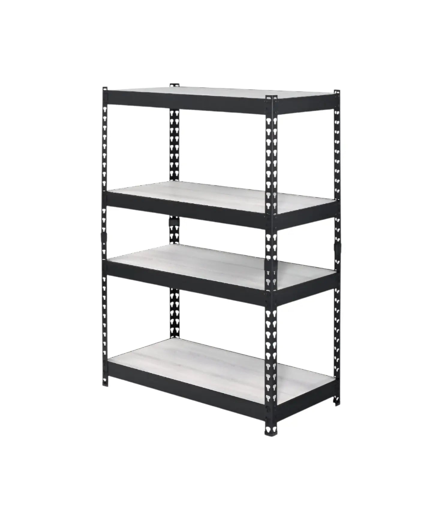 48" Black And Natural Metal and Wood Adjustable Four Tier Bookcase Homeroots Office