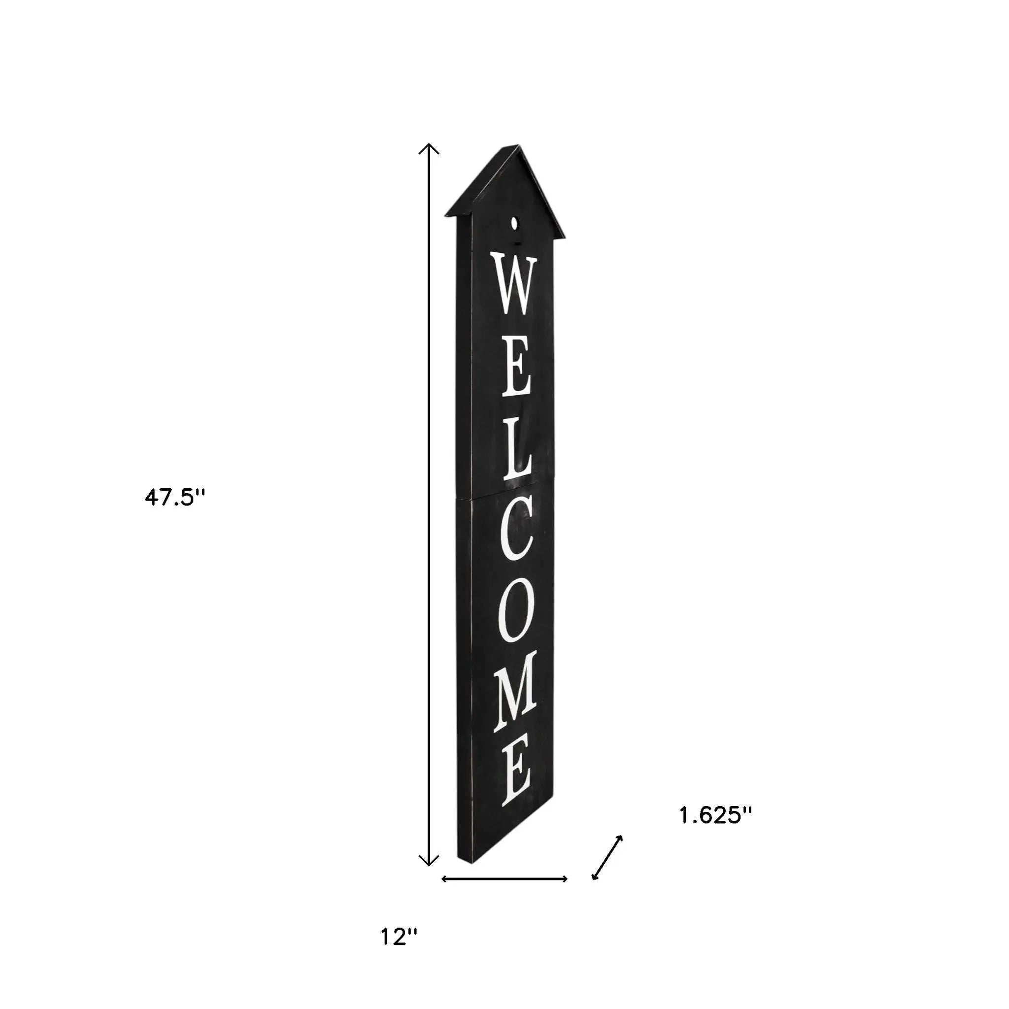 48" Black And White Solid Wood Birdhouse Welcome Porch Sign - GreatEagleInc