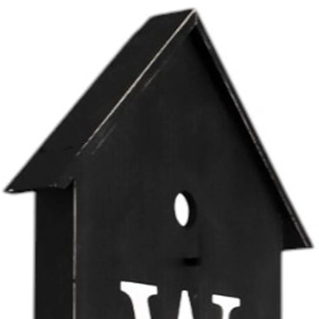 48" Black And White Solid Wood Birdhouse Welcome Porch Sign - GreatEagleInc