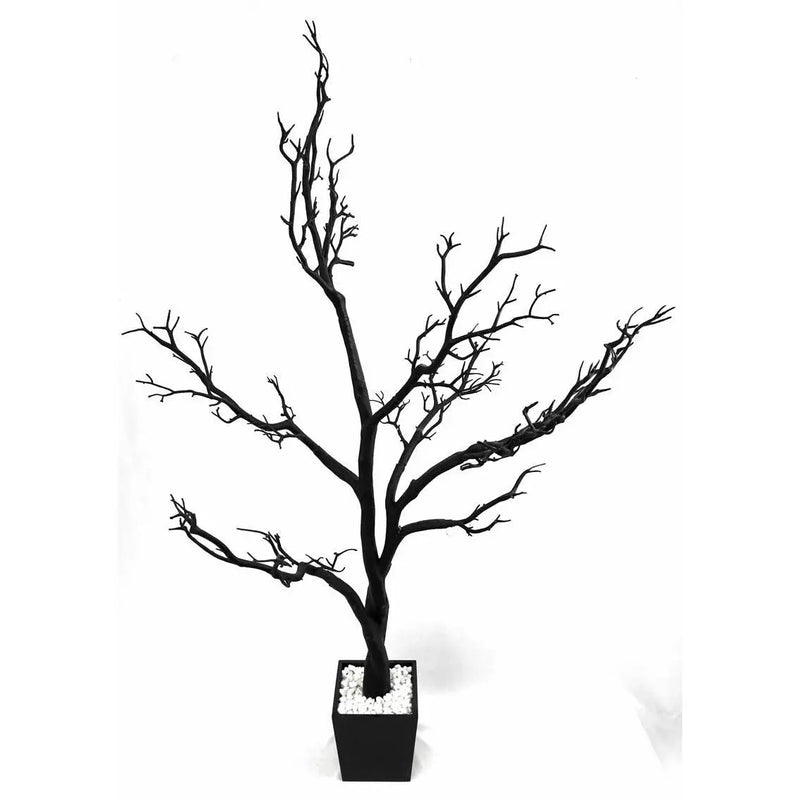 48" Black Artificial Manzanita Tree In Black Planter Pot Homeroots Home Decor