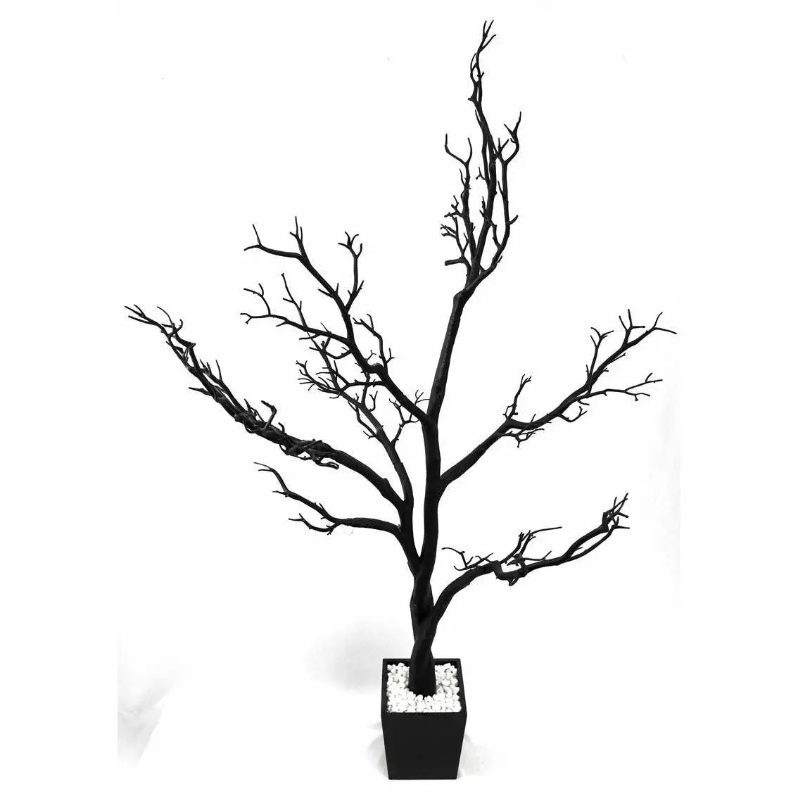 48" Black Artificial Manzanita Tree In Black Planter Pot Homeroots Home Decor