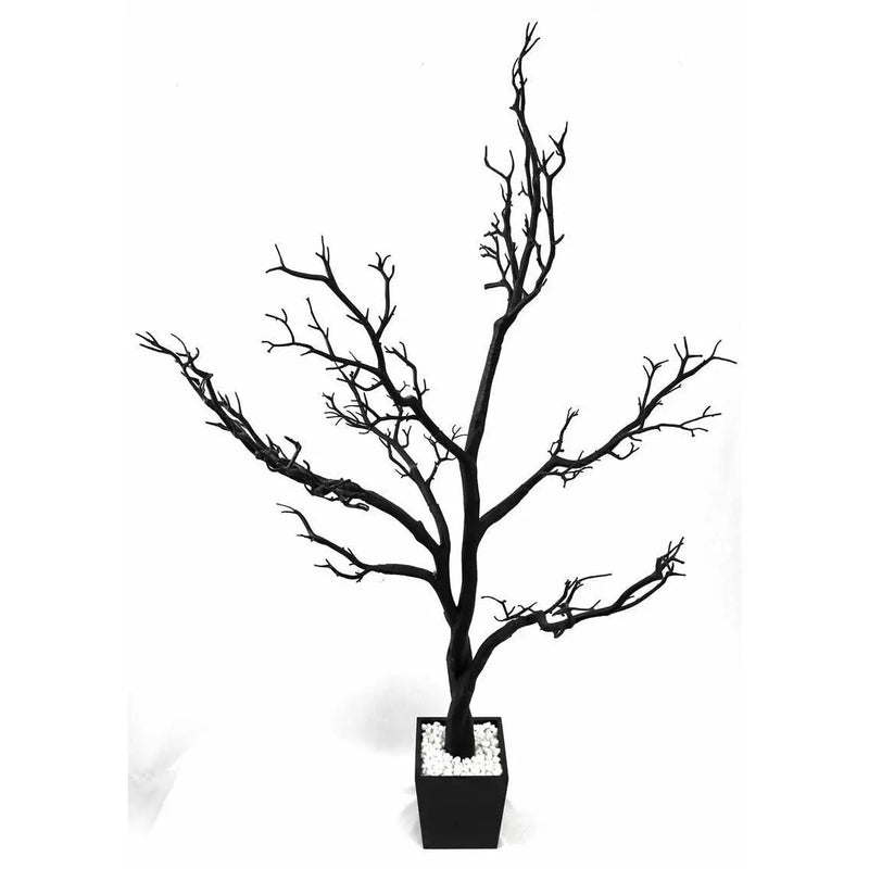 48" Black Artificial Manzanita Tree In Black Planter Pot Homeroots Home Decor
