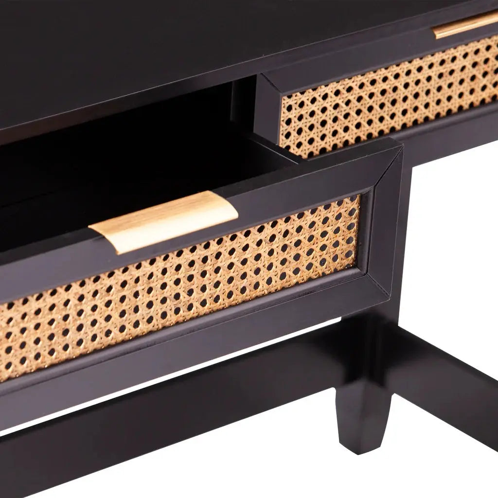 48" Black Console Table And Drawers Homeroots Living Room