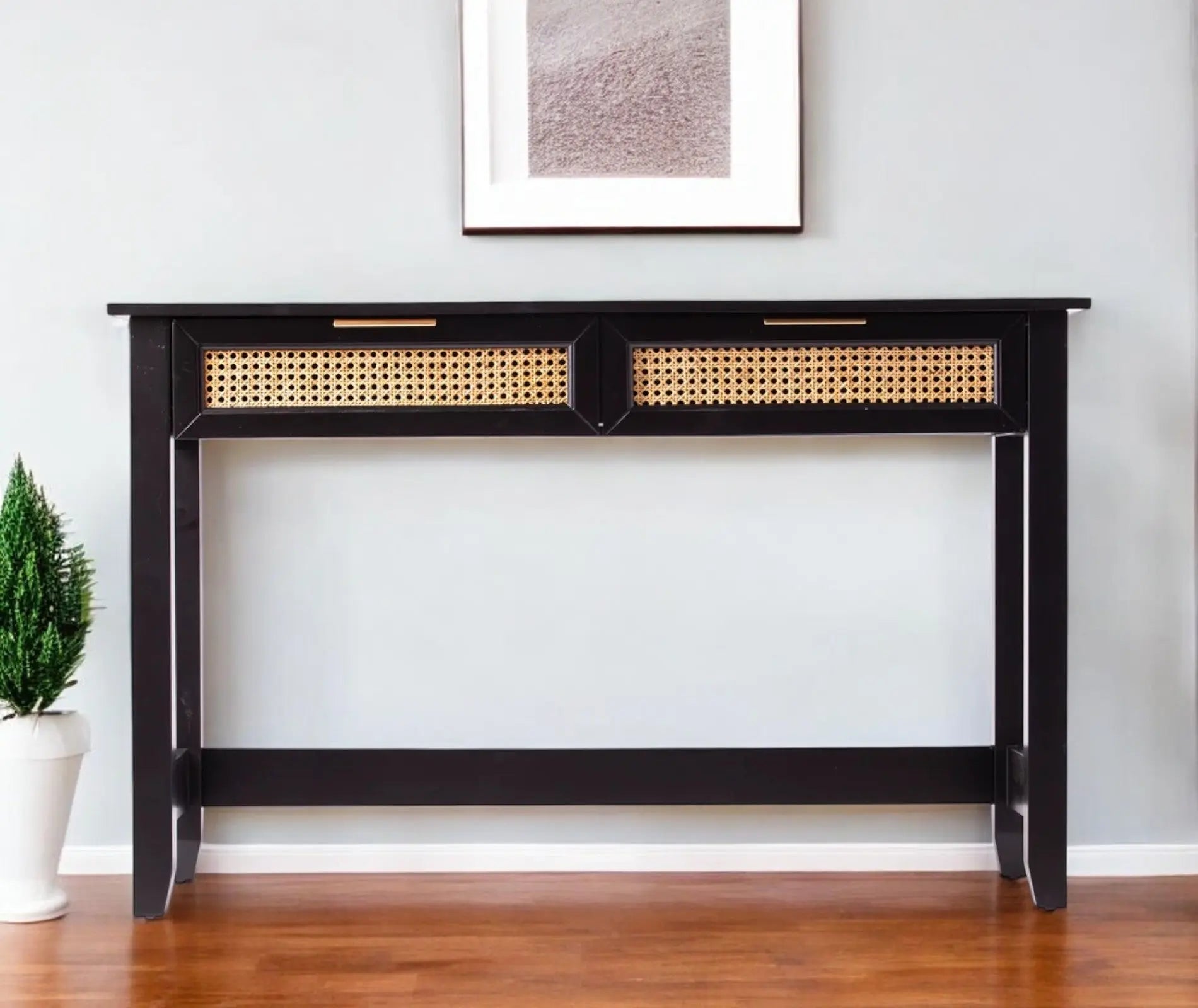 48" Black Console Table And Drawers Homeroots Living Room