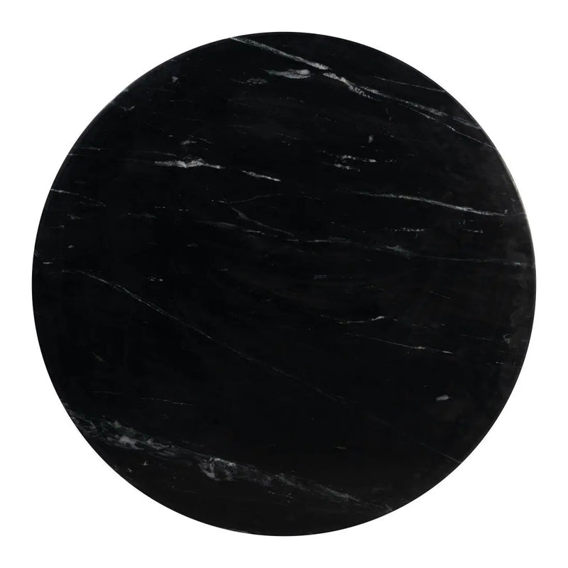 48" Black Marble and Wood Pedestal Base Round Top Dining Table Homeroots Kitchen & Dining