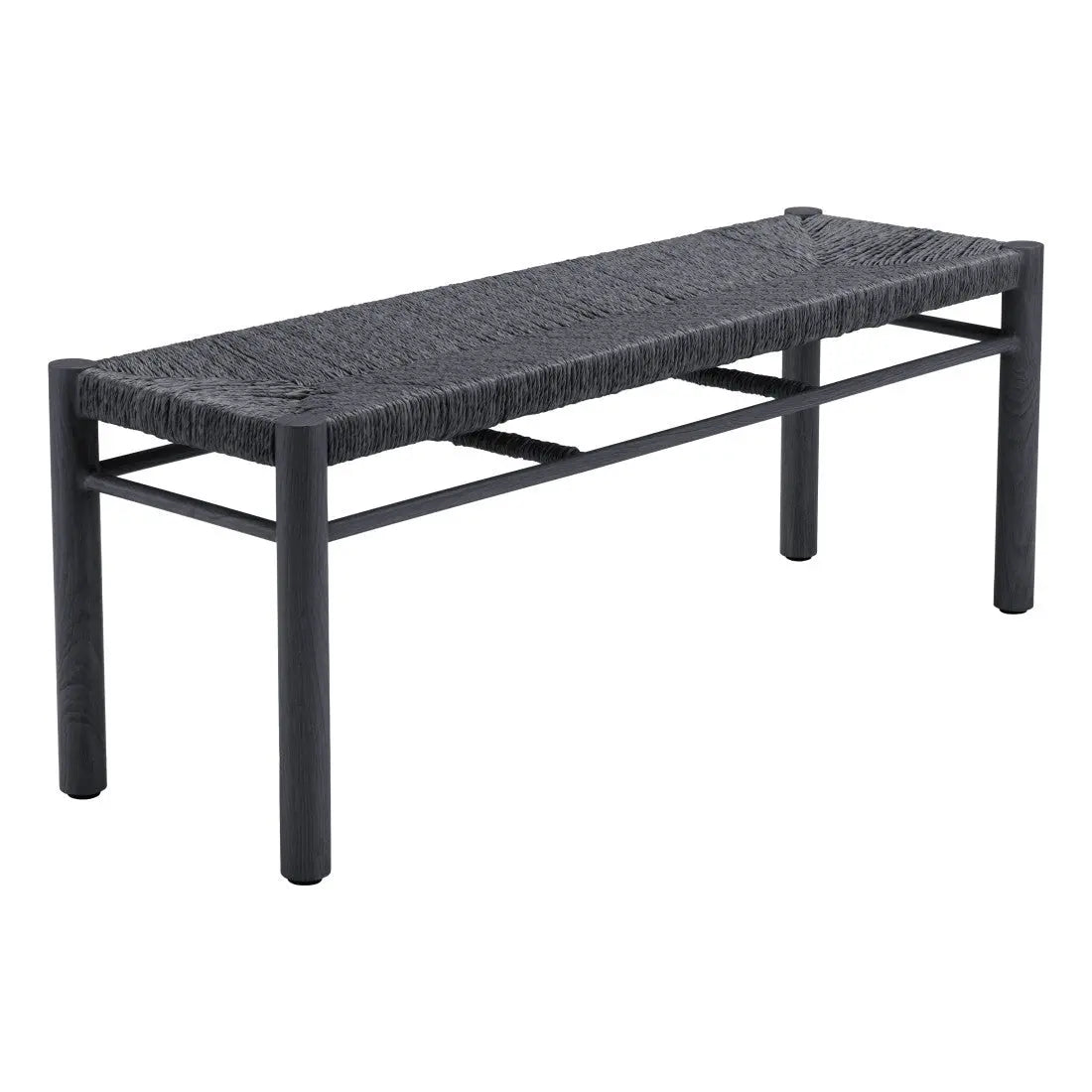 48" Black Metal and Wicker Bench Homeroots Living Room