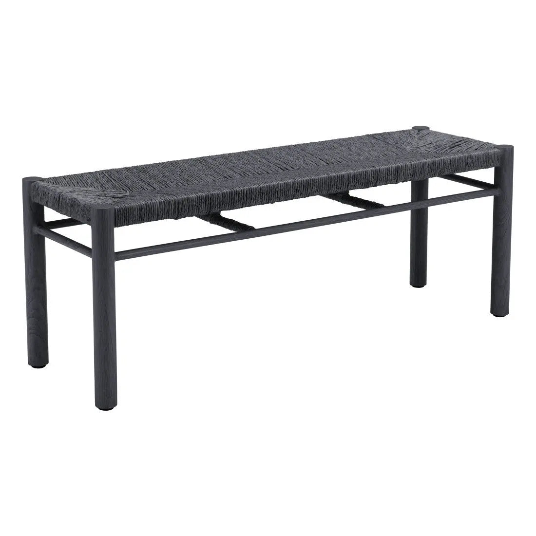48" Black Metal and Wicker Bench Homeroots Living Room